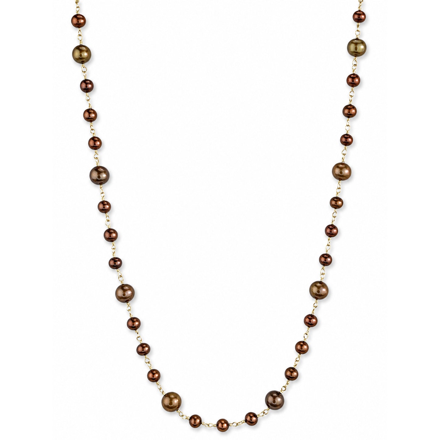 14k Chocolate Pearl Station Link Necklace