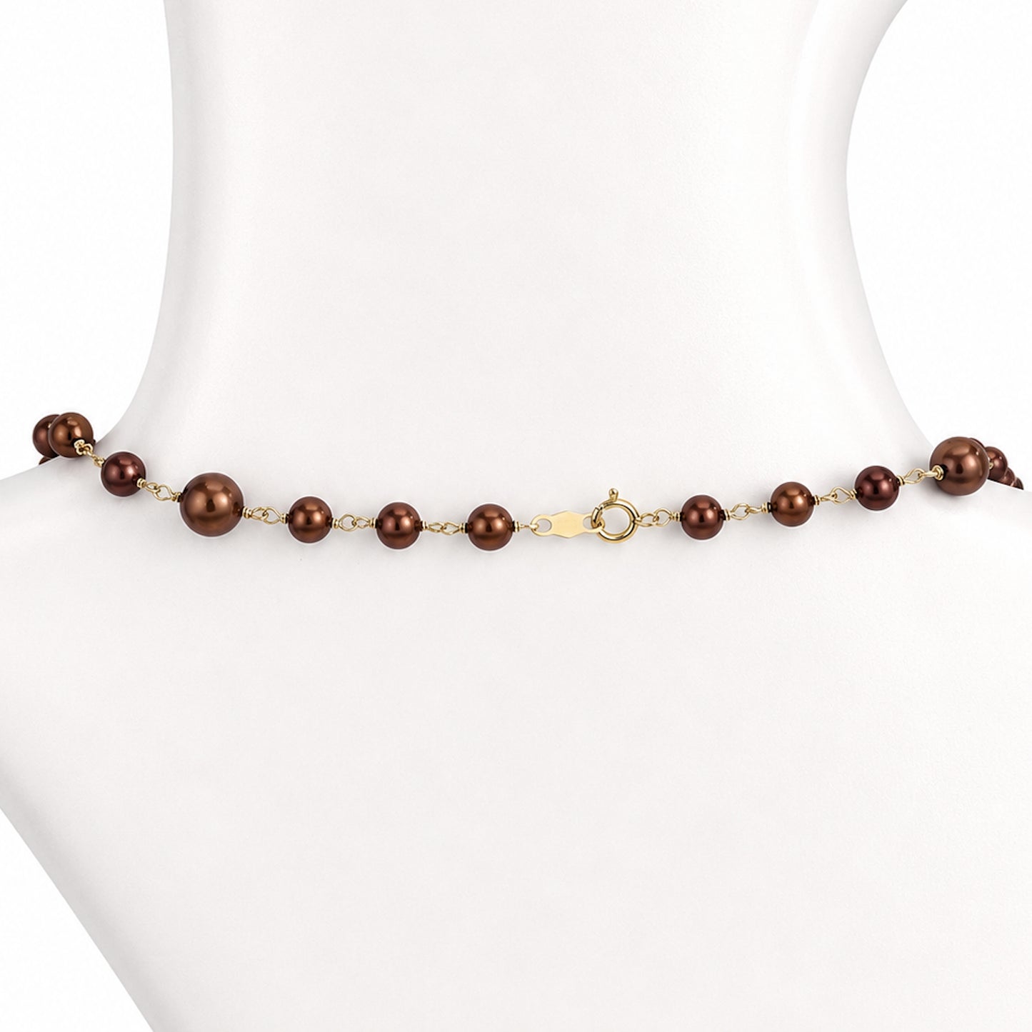 14k Chocolate Pearl Station Link Necklace