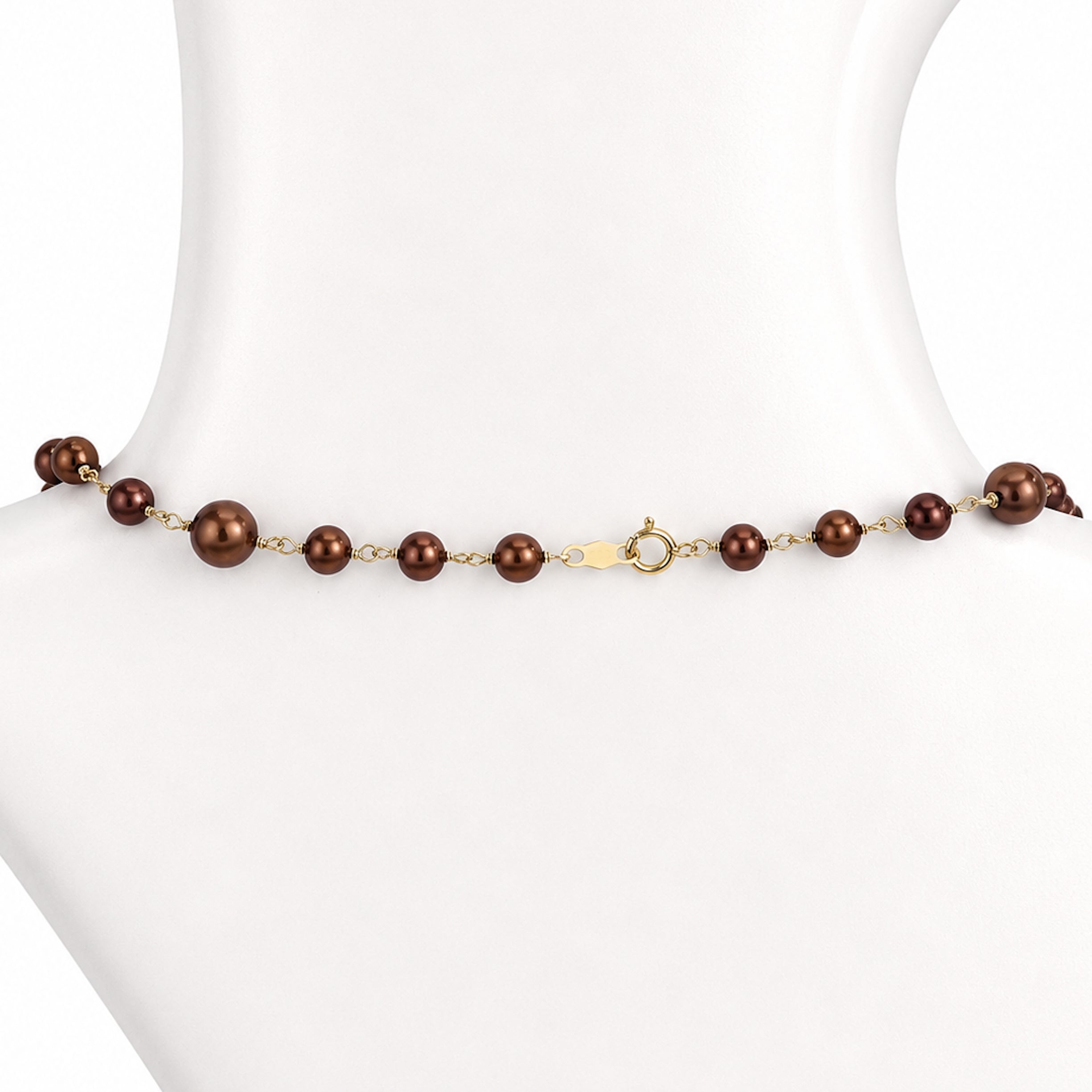 14k Chocolate Pearl Station Link Necklace
