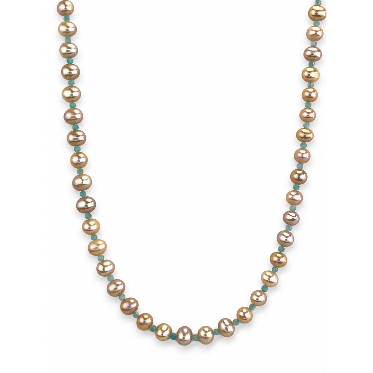 14k Freshwater Pearl & Faceted Round Bead 1X1 Necklace