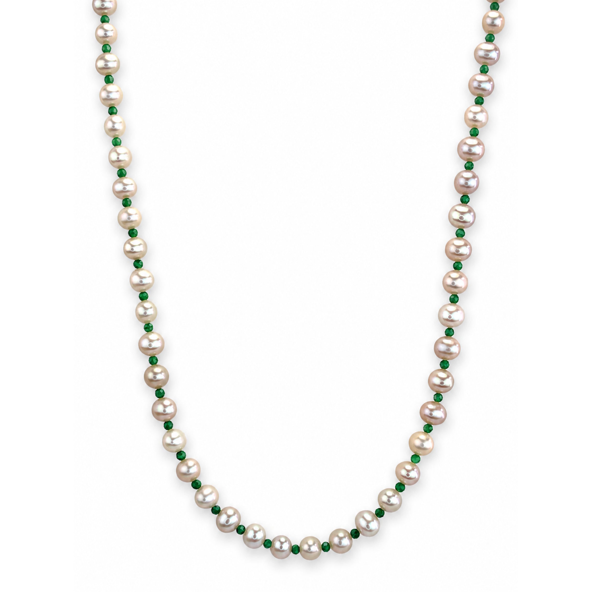 14k Freshwater Pearl & Faceted Round Bead 1X1 Necklace