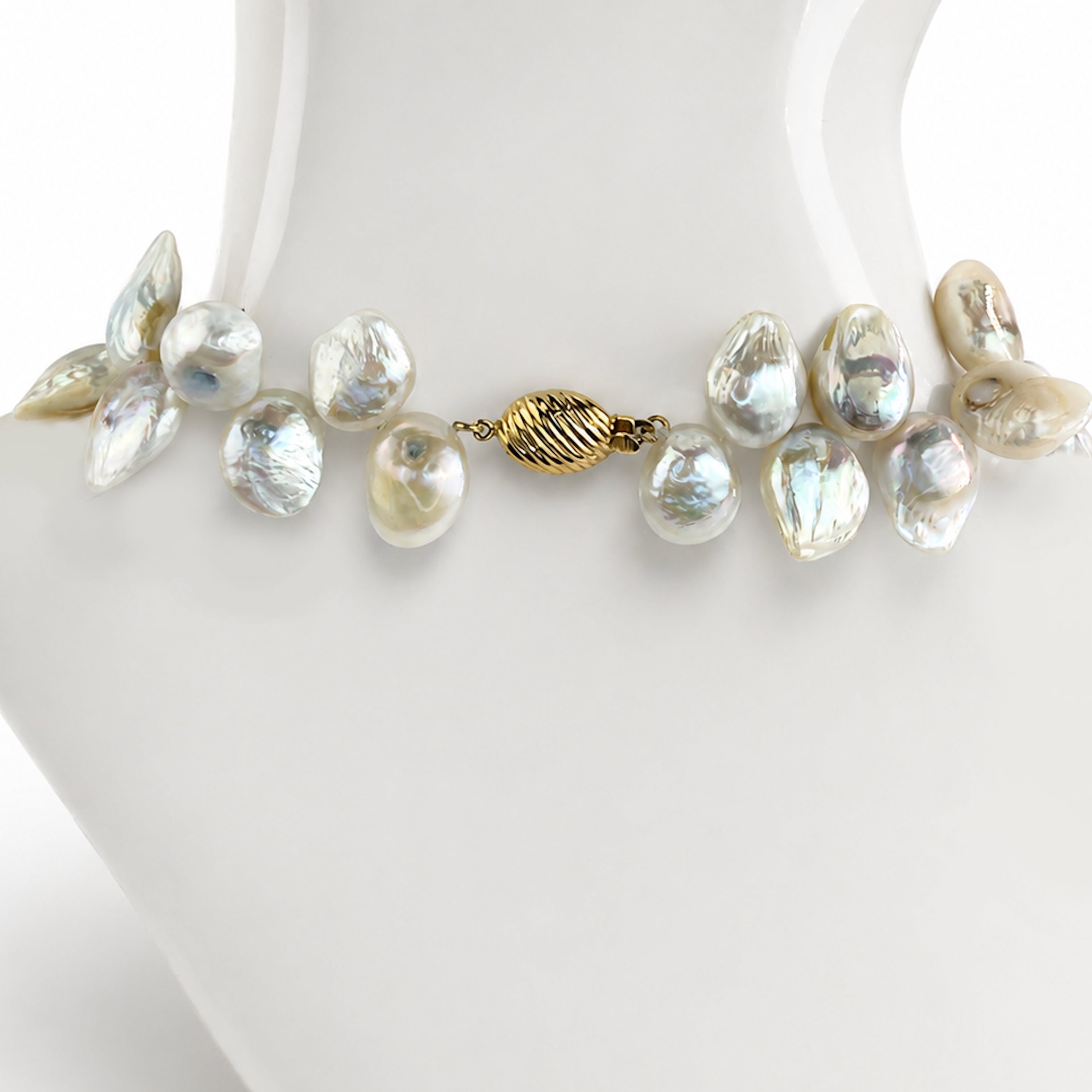 14k Natural Shell Blister Pearl Necklace