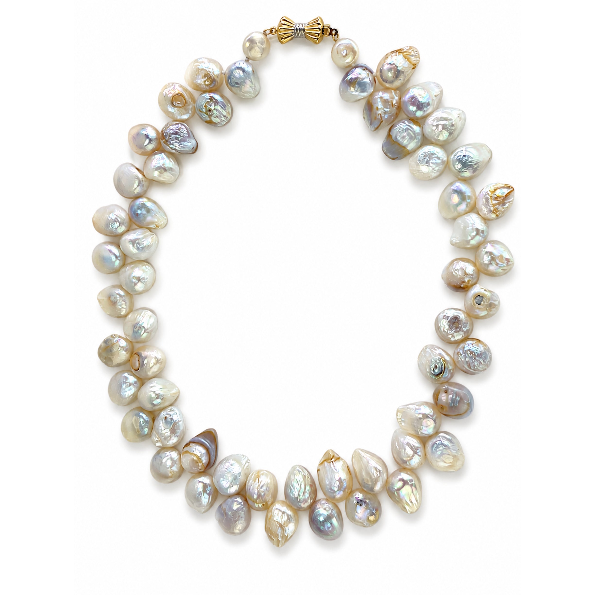 14k Natural Shell Blister Pearl Necklace