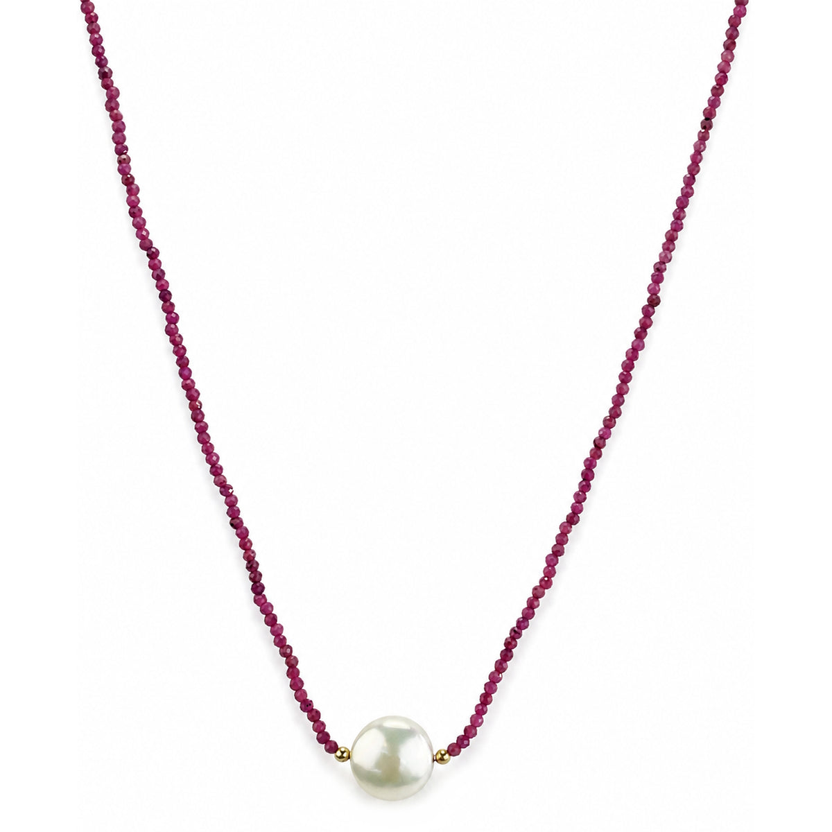 14k Gemstones & Pearl Coin Center Necklace