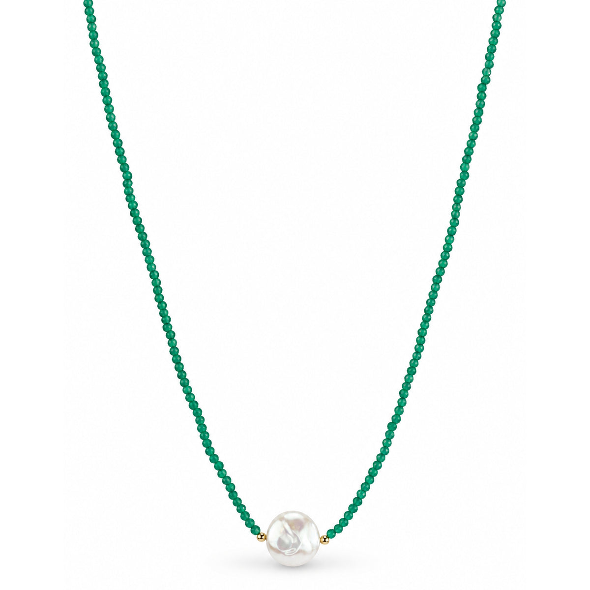 14k Gemstones & Pearl Coin Center Necklace