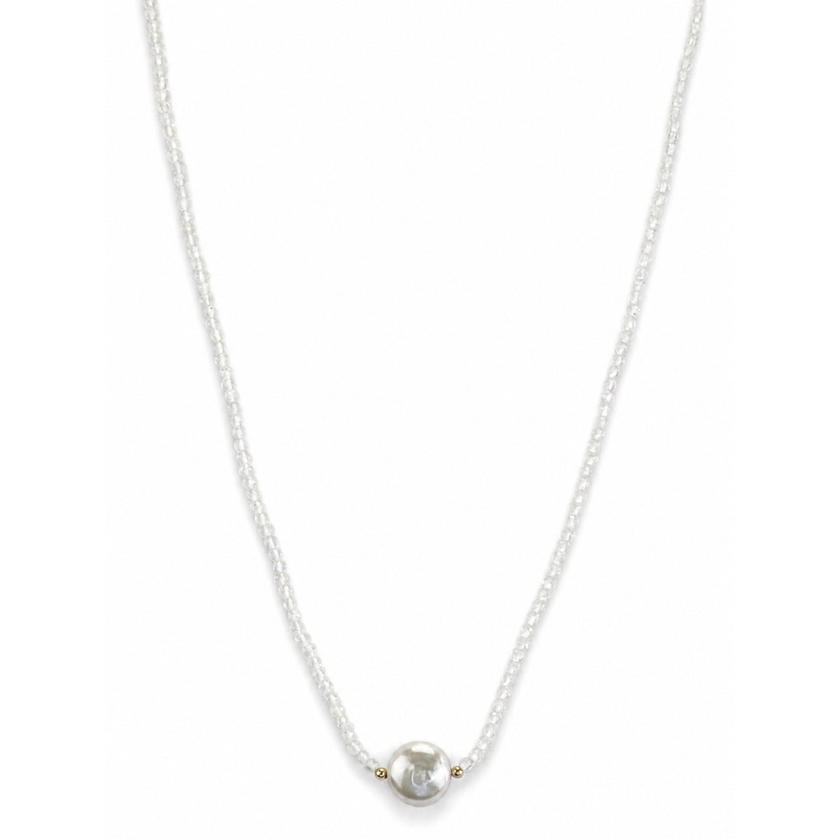 14k Gemstones & Pearl Coin Center Necklace