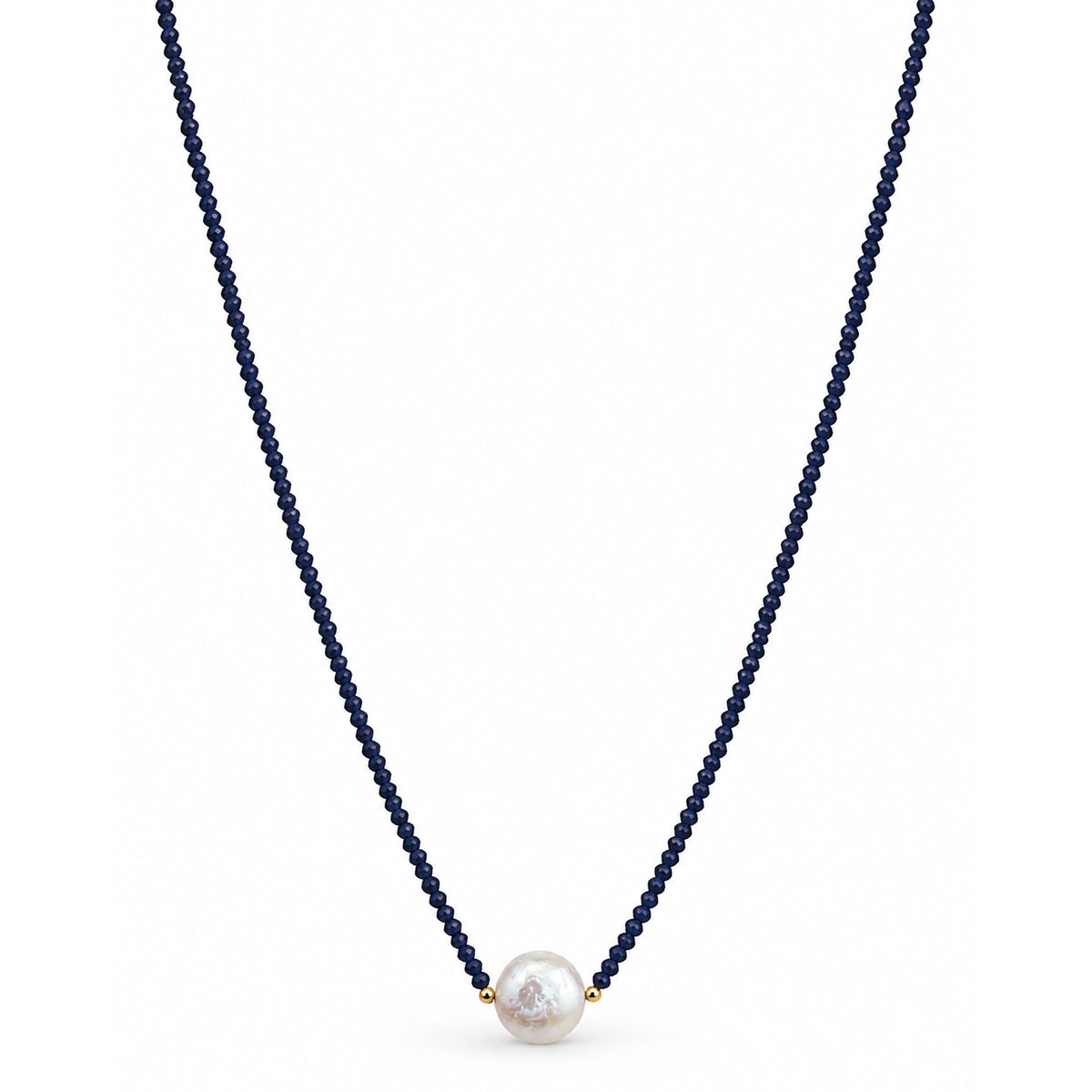 14k Gemstones & Pearl Coin Center Necklace