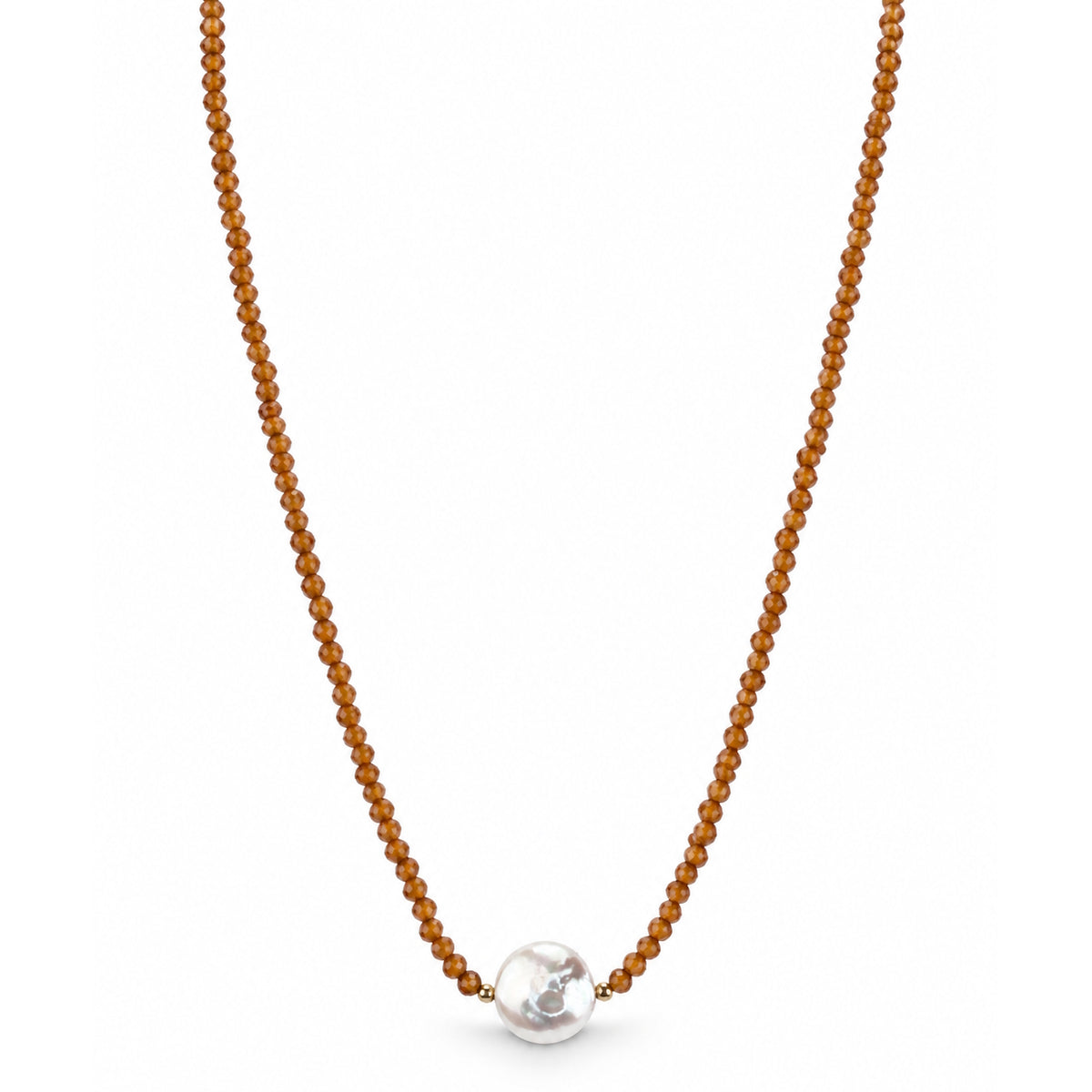 14k Gemstones & Pearl Coin Center Necklace