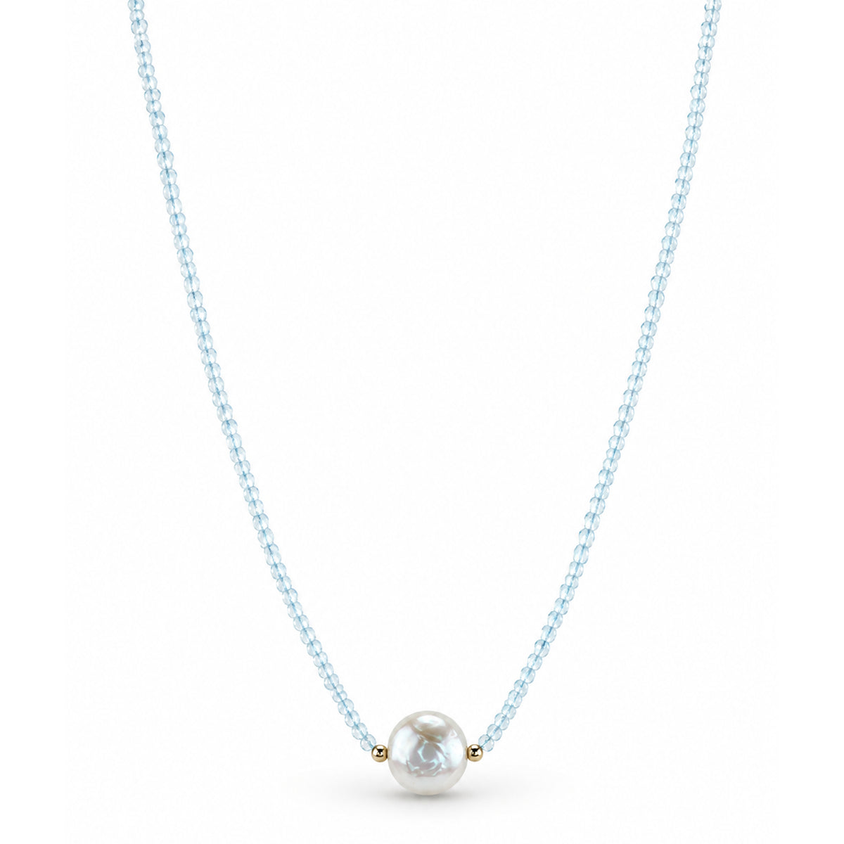 14k Gemstones & Pearl Coin Center Necklace