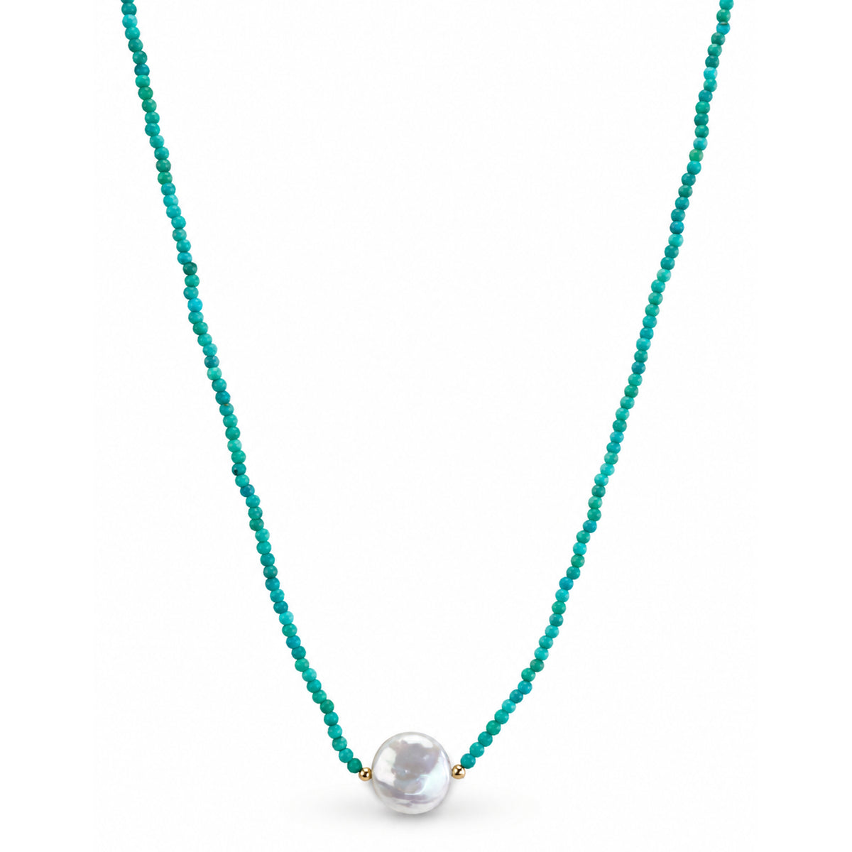 14k Gemstones & Pearl Coin Center Necklace