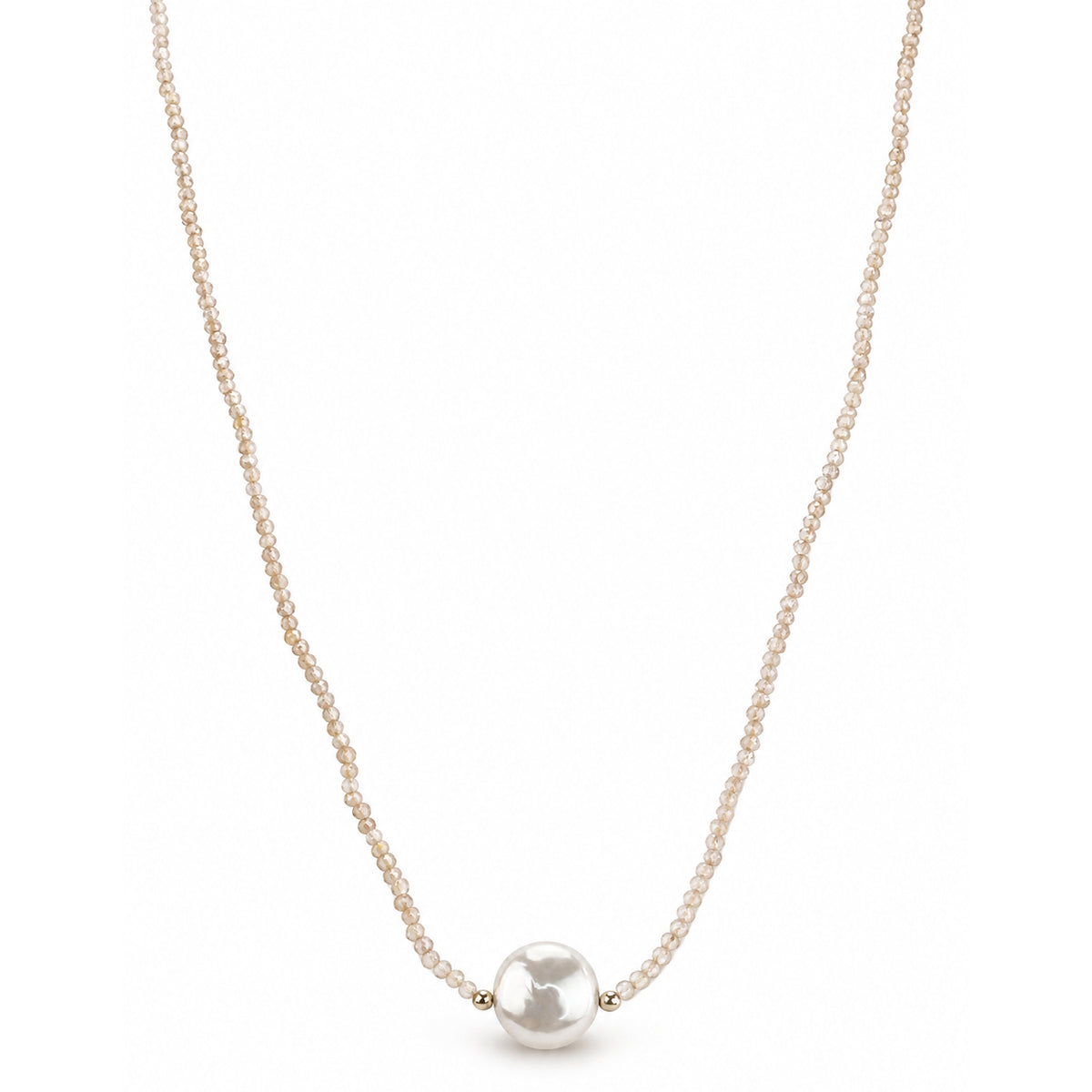 14k Gemstones & Pearl Coin Center Necklace