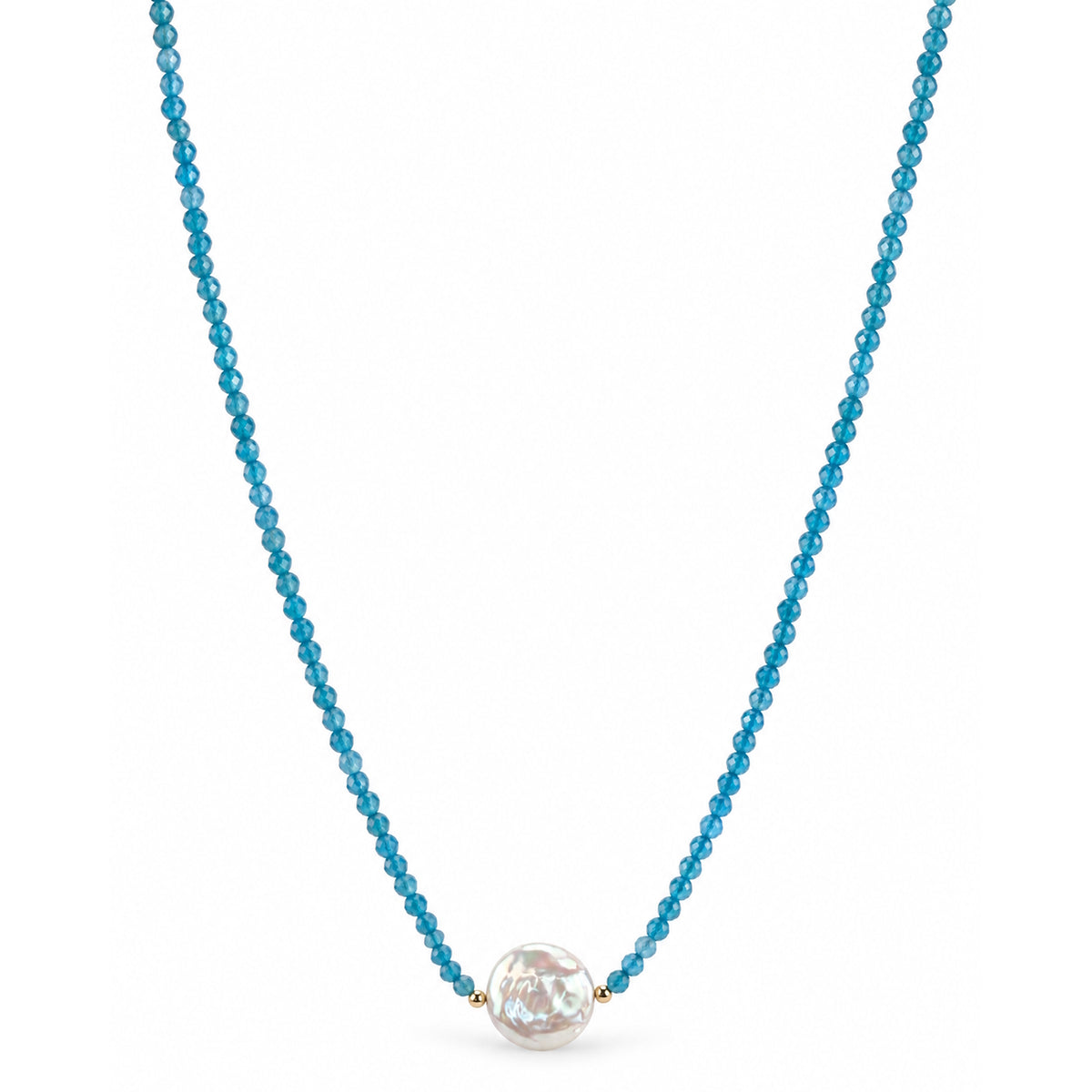 14k Gemstones & Pearl Coin Center Necklace