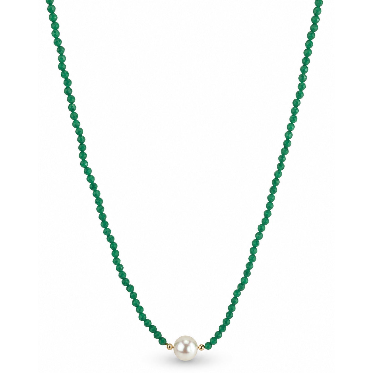 14k Dyed Emerald White Pearl Center Necklace