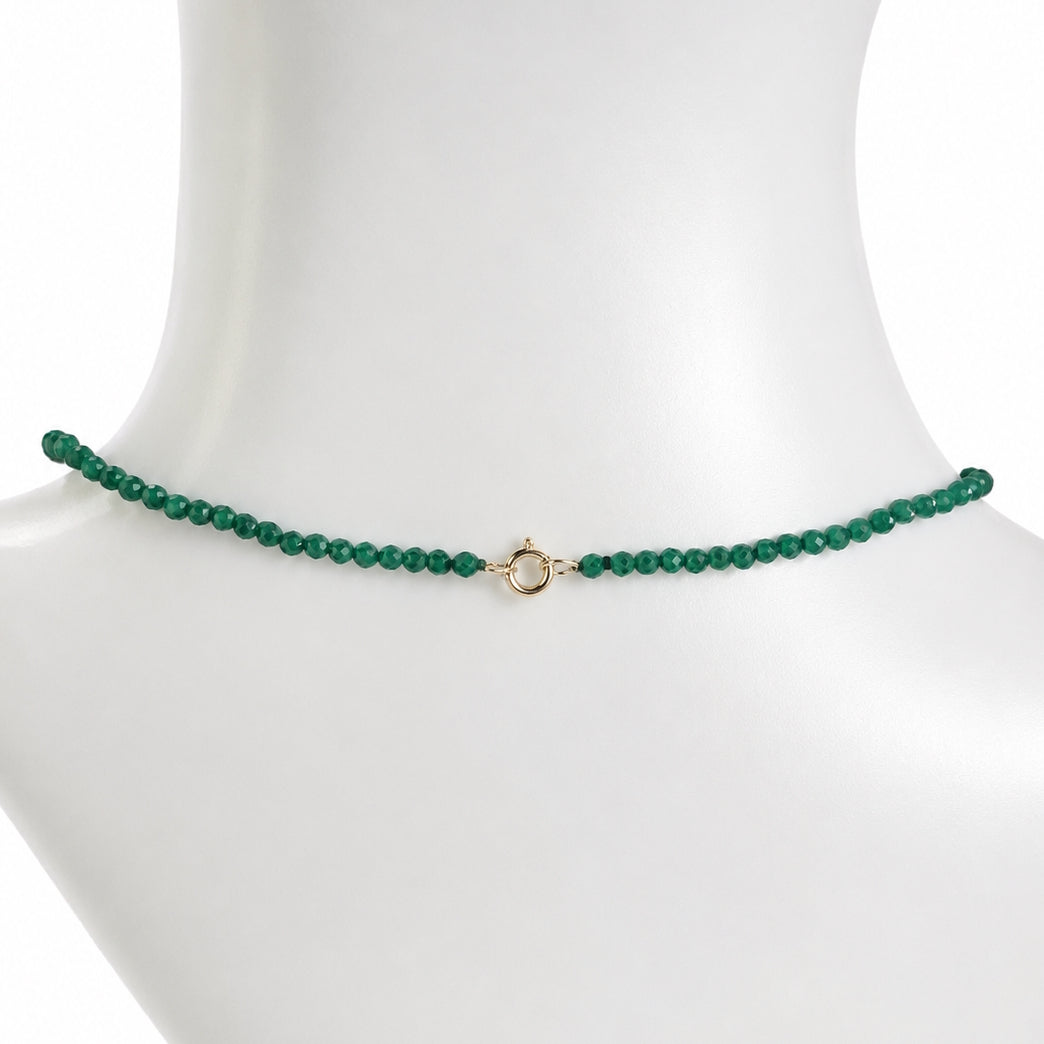 14k Dyed Emerald White Pearl Center Necklace