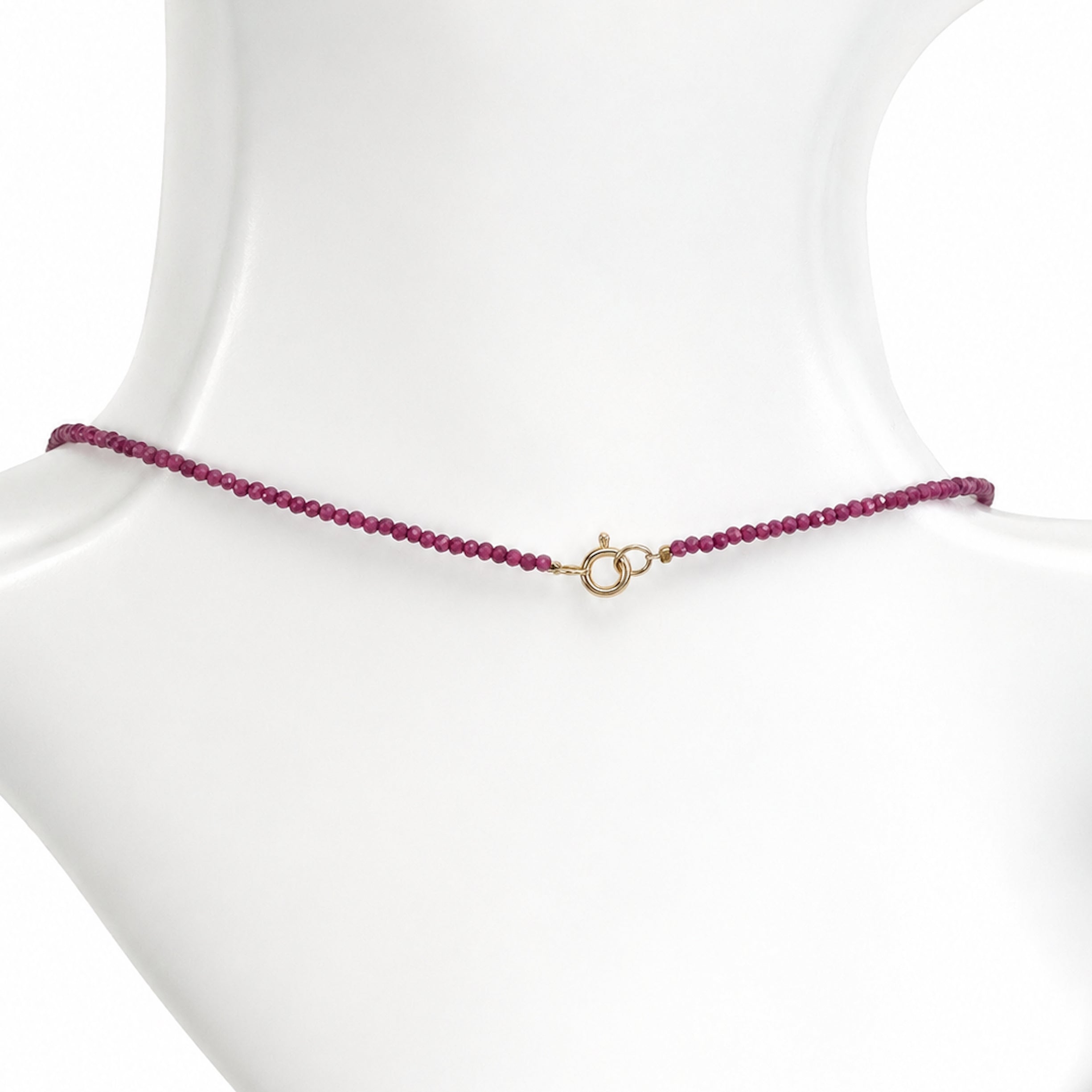 14k Dyed Ruby Pearl Cross Center Necklace