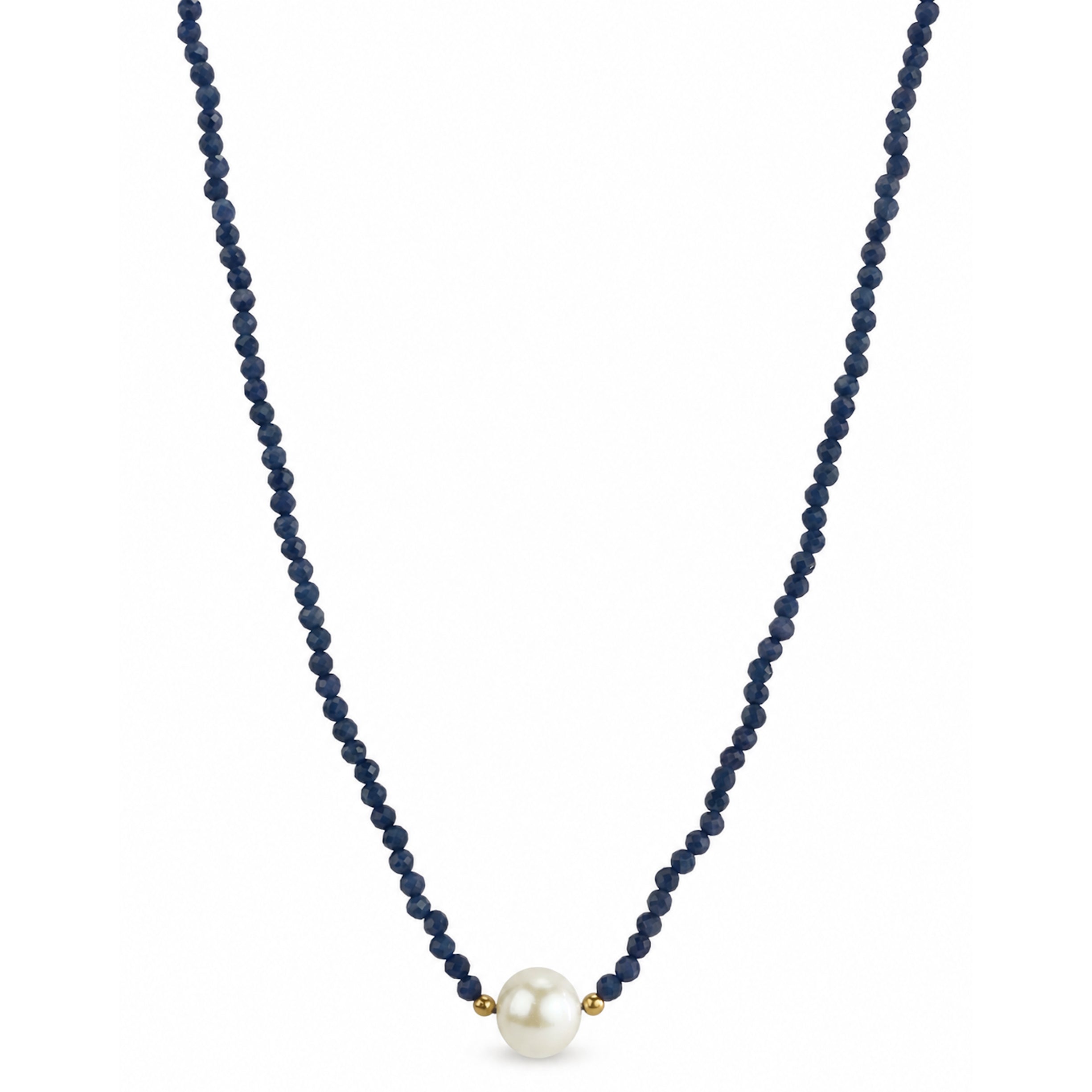 14k Dyed Sapphire White Pearl Center Necklace