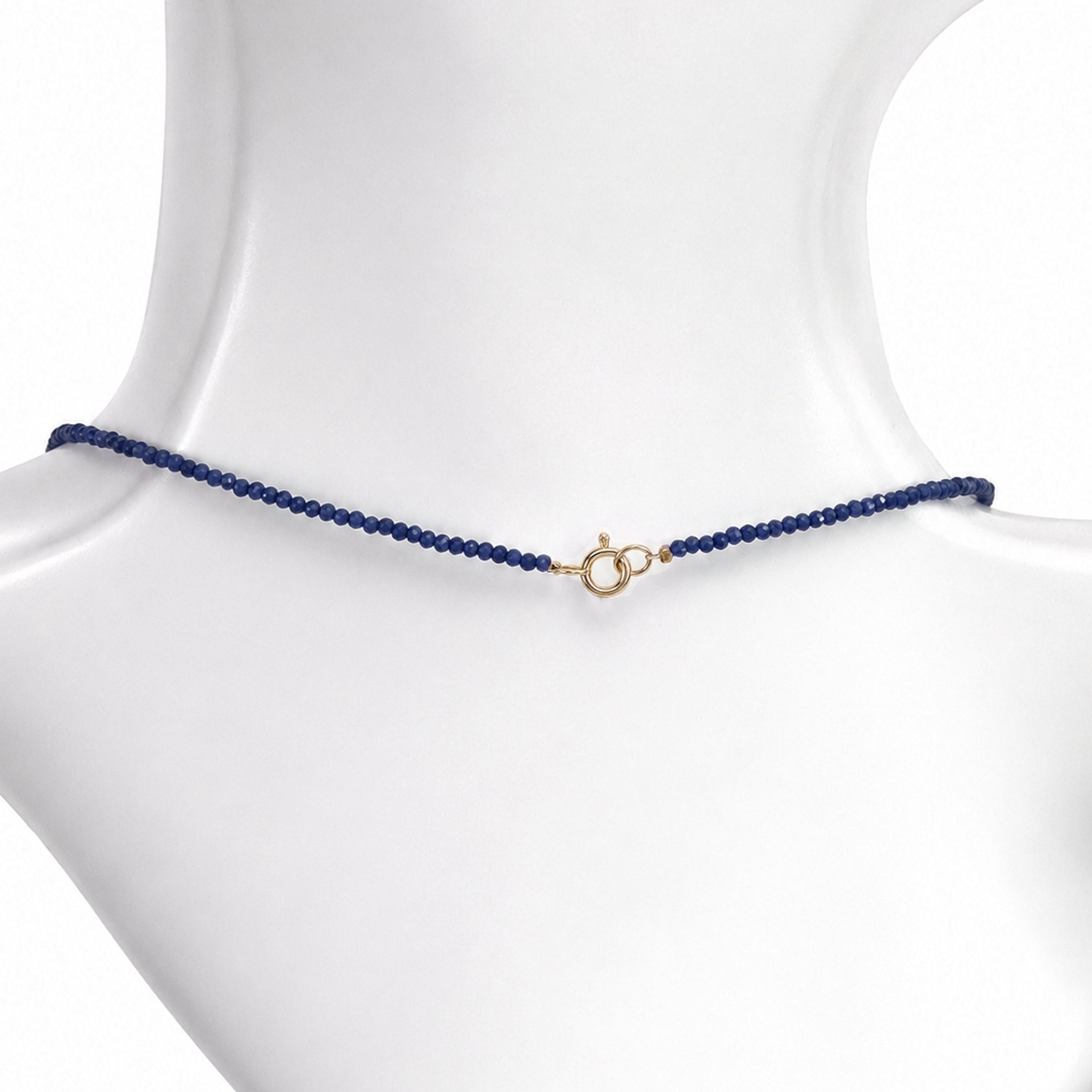 14k Dyed Sapphire White Pearl Center Necklace