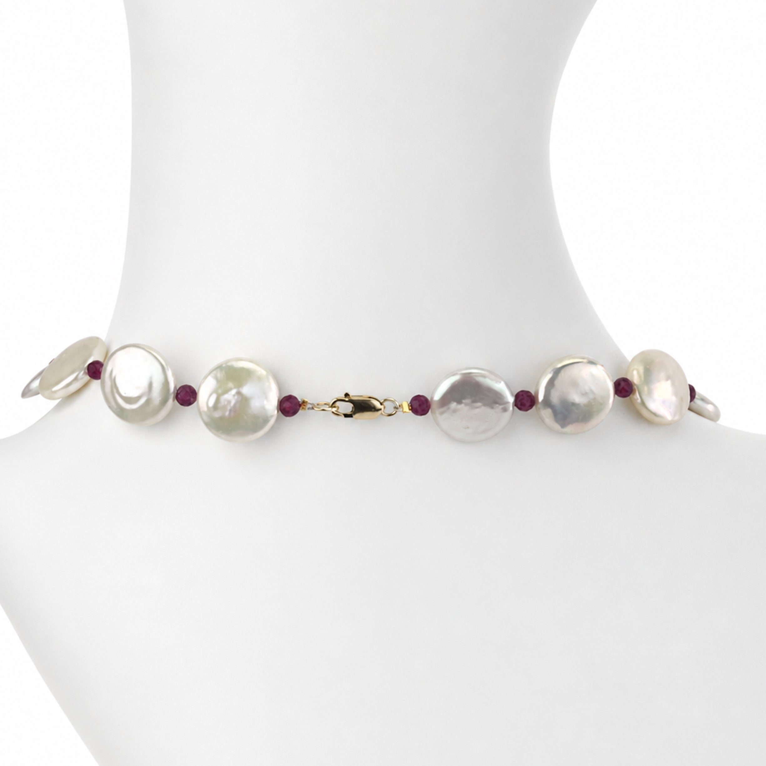 14k White Coin Pearl Gemstones 1X1 Necklace
