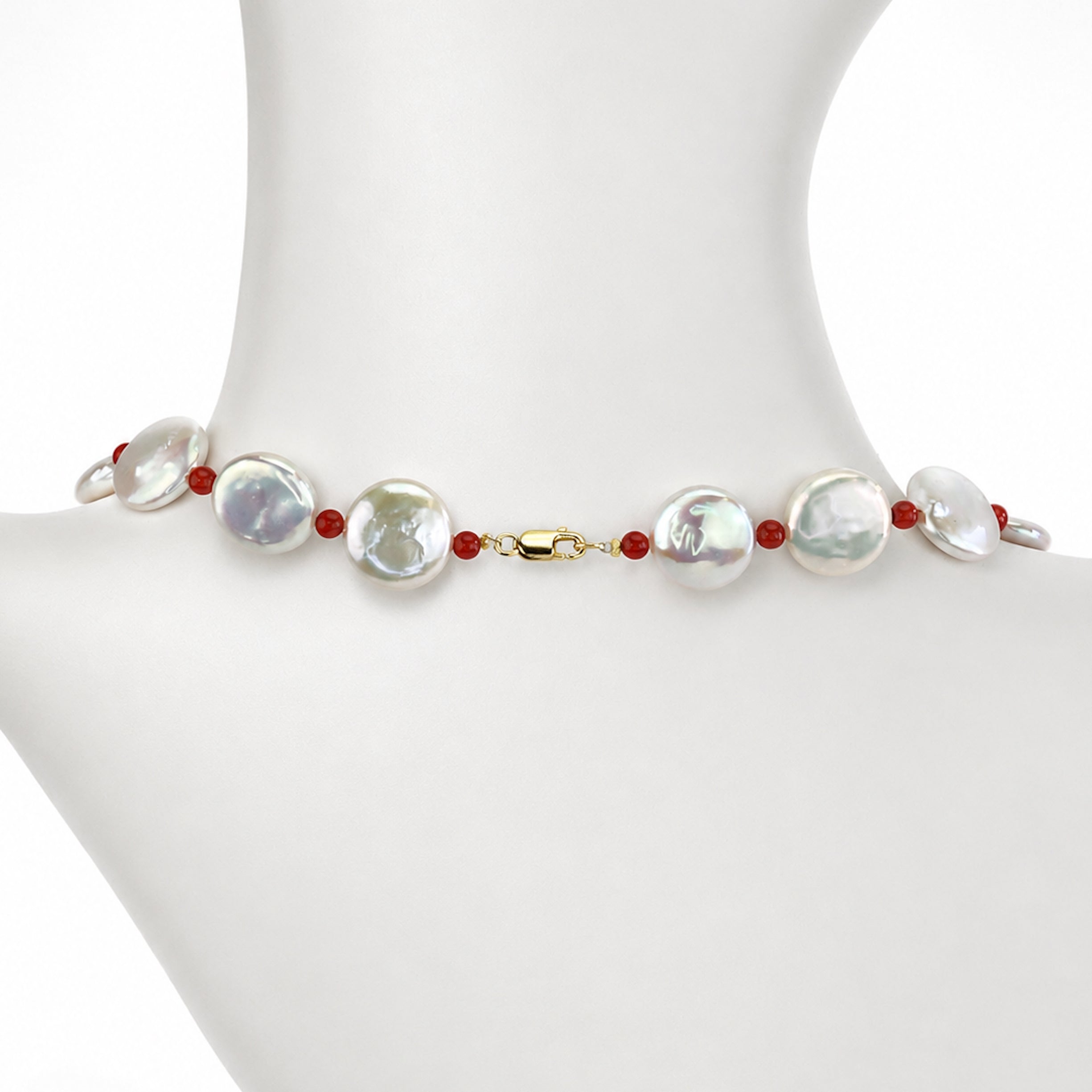 14k White Coin Pearl Gemstones 1X1 Necklace