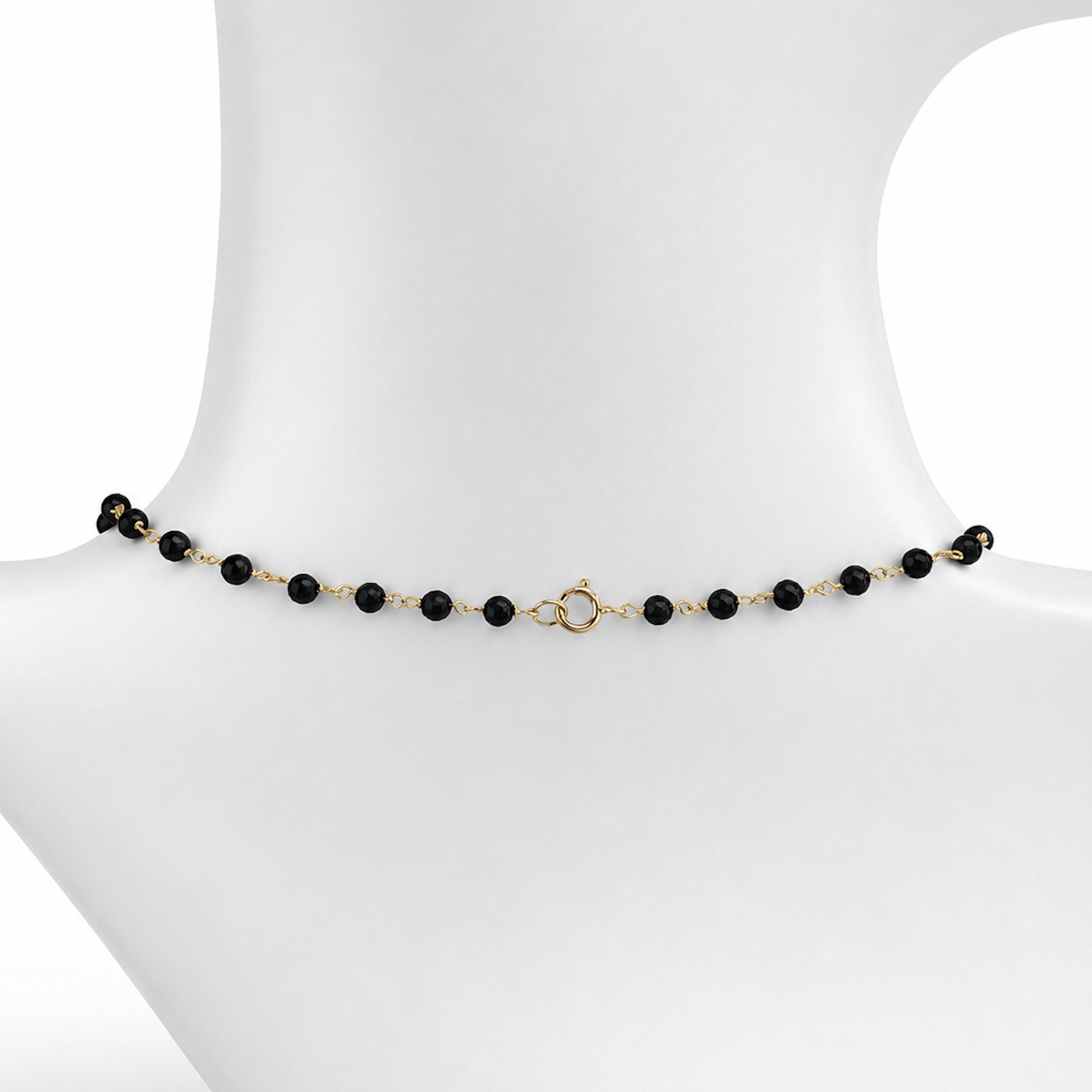 14k Black Onyx Cross Center Link Necklace