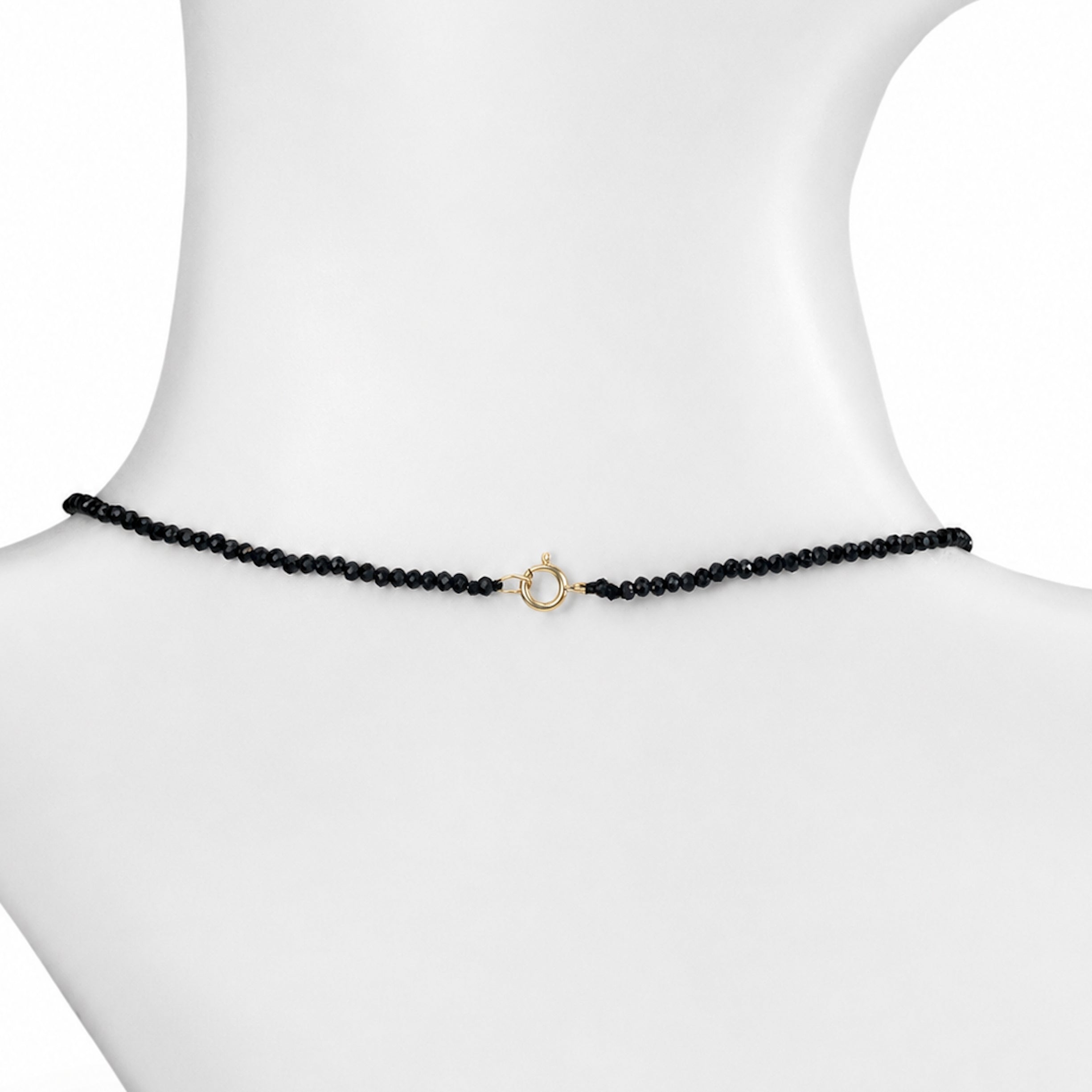 14k Black Spinel Grey Coin Pearl Center Necklace