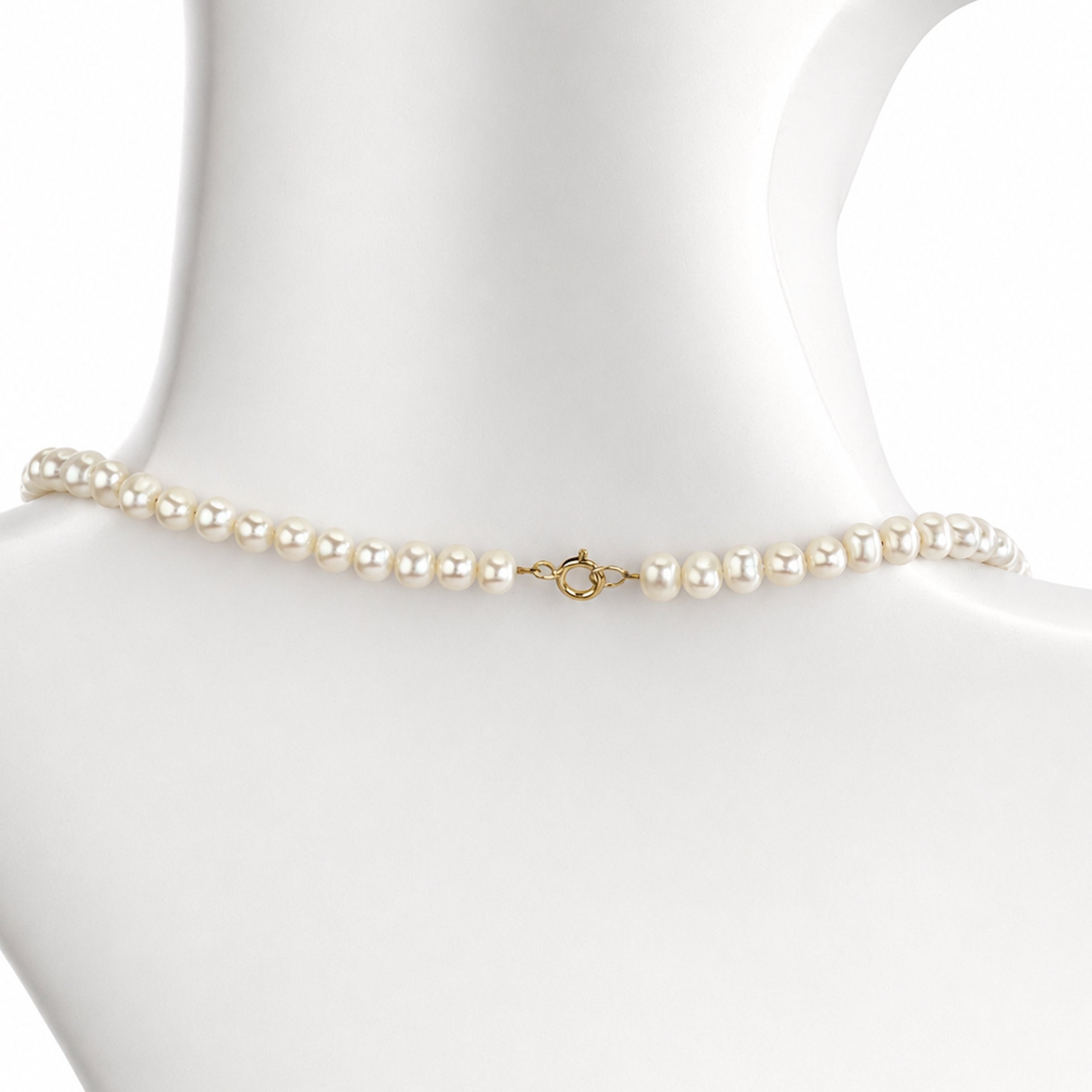 14k White Pearl Gold Ball Necklace