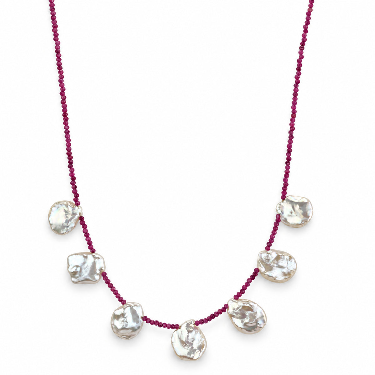 14k Multi Gemstone Keshi Pearl Necklace