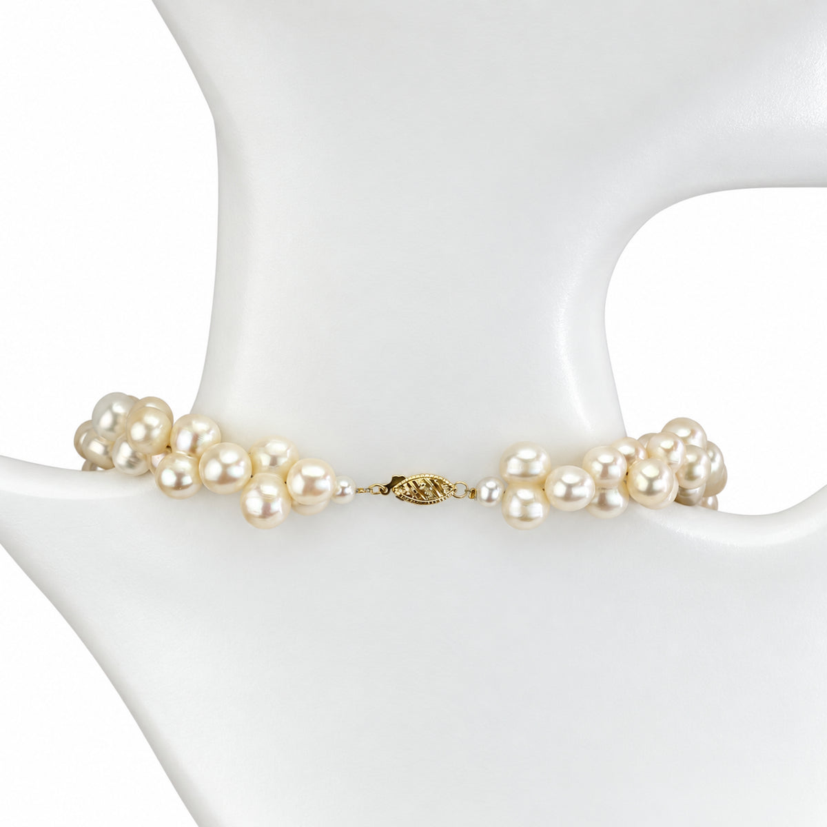 14k Peanut Freshwater Pearl Choker with Shell MOP Turquoise/Chalcedony 16"