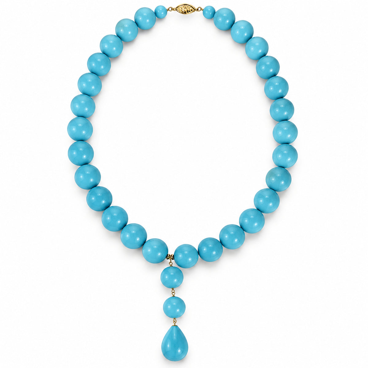14k Shell Mother of Pearl Turquoise Y Chocker Necklace