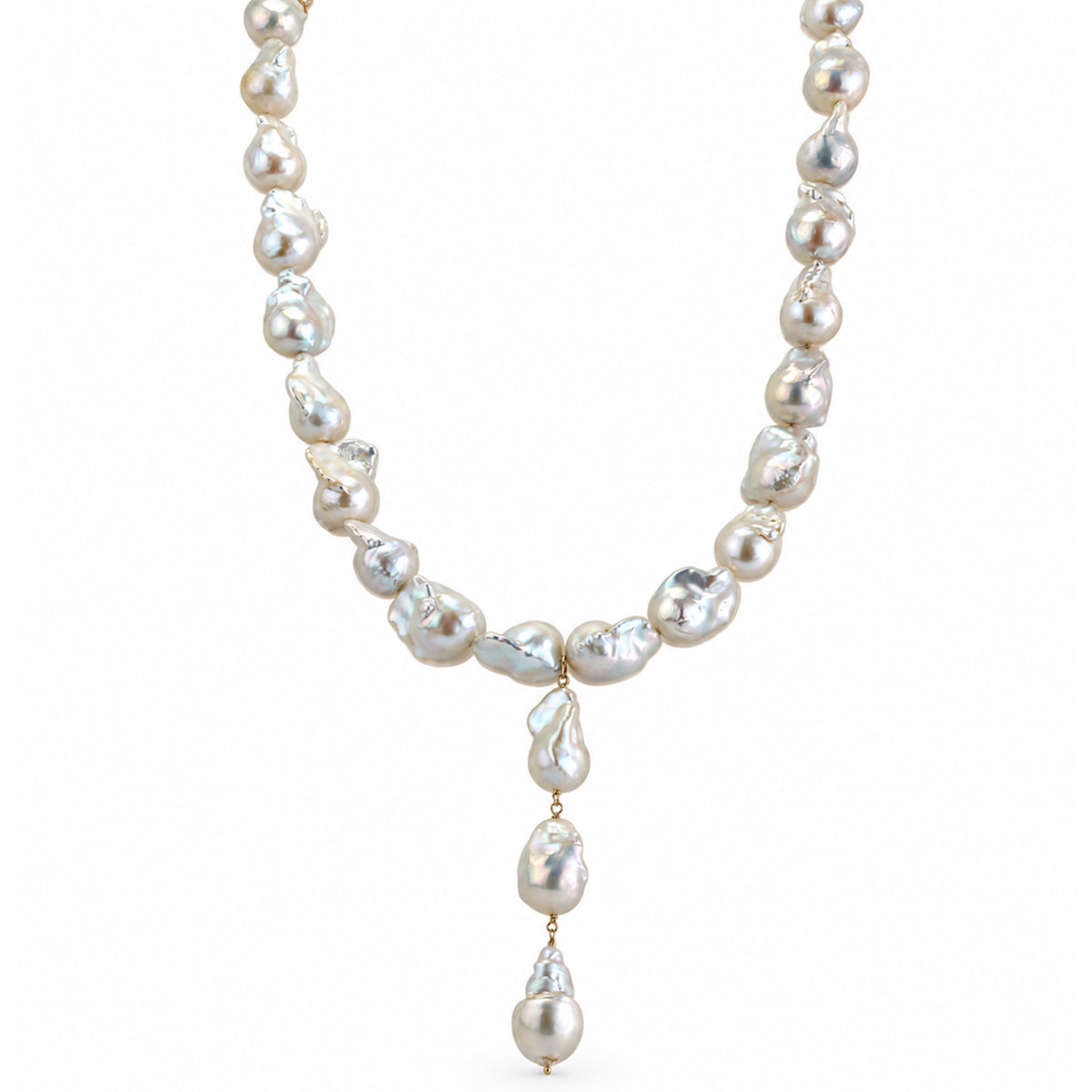 14k Keshi Baroque Pearl Y Choker Necklace