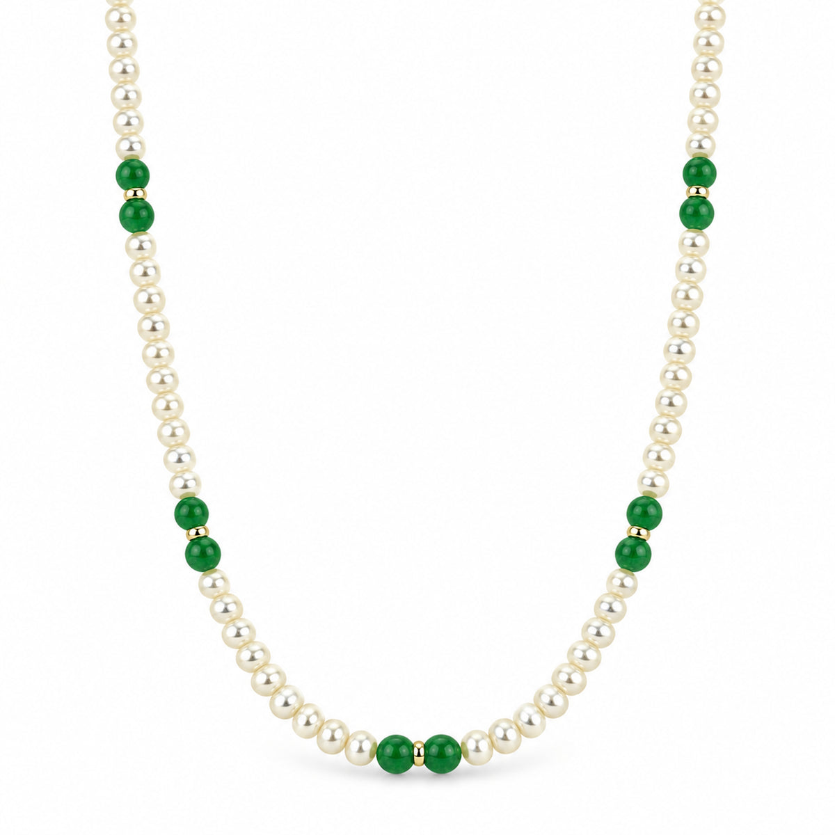 14k White Pearl Multi Gemstone 5 Station Necklace