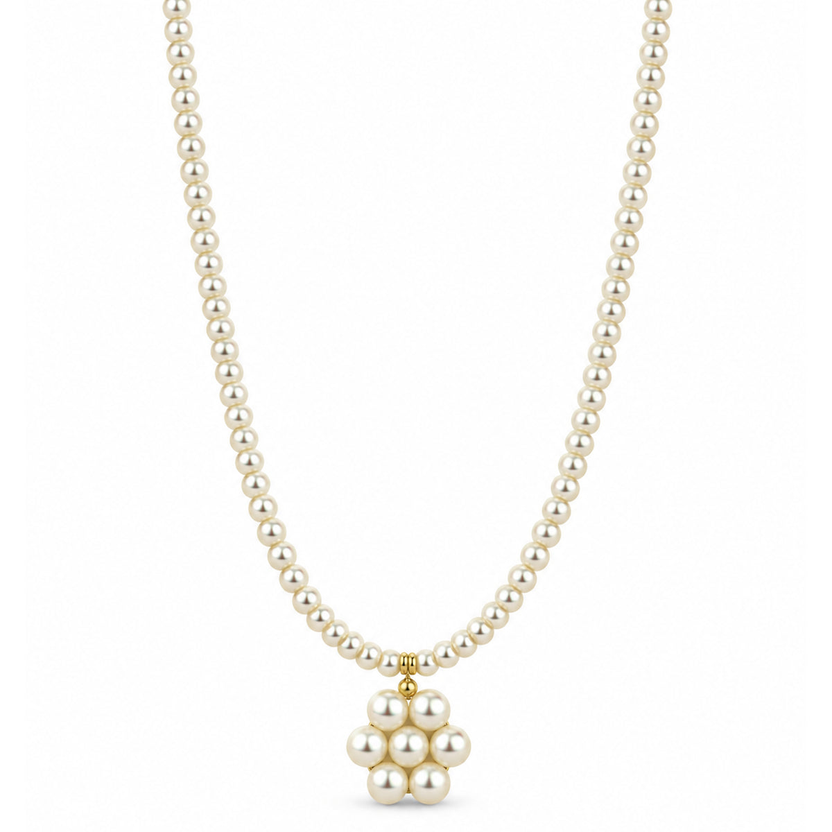 14k White Pearl Flower Pendant Necklace