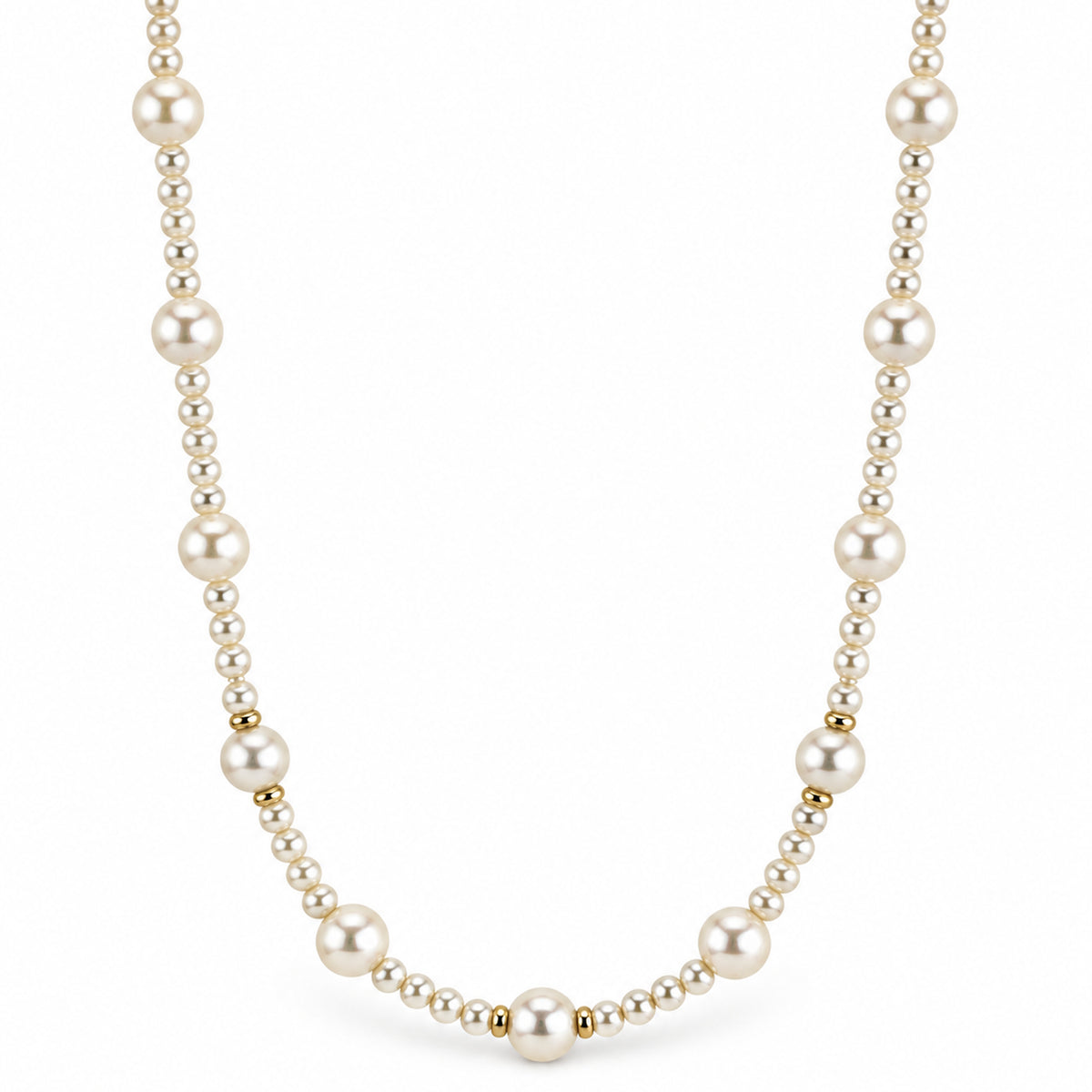 14k White Pearl Station Necklace