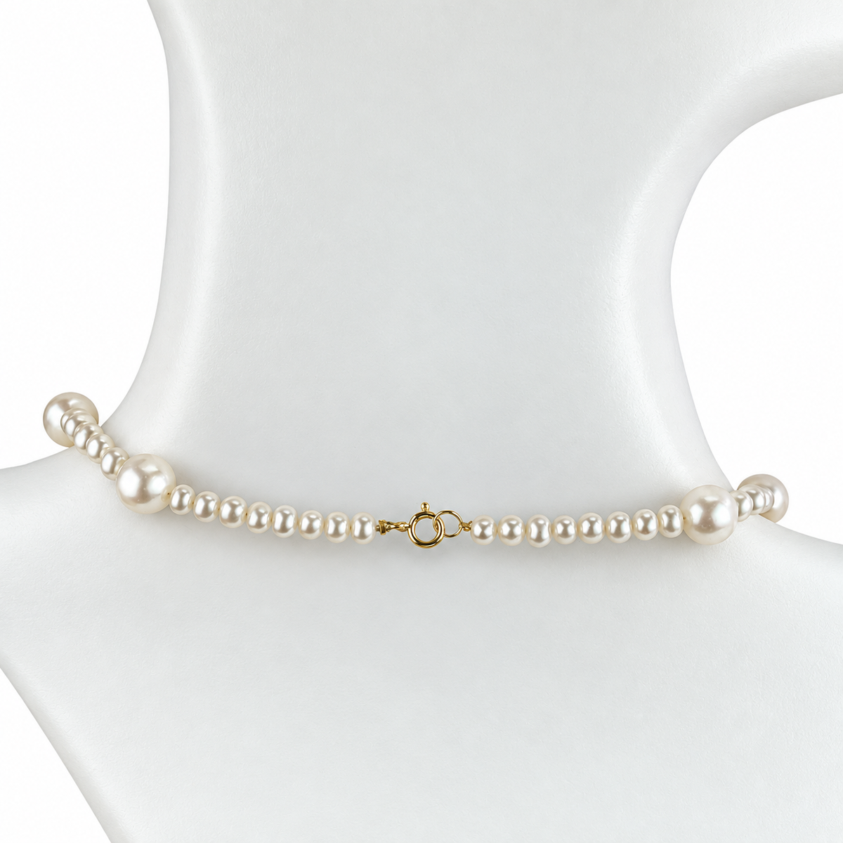 14k White Pearl Station Necklace