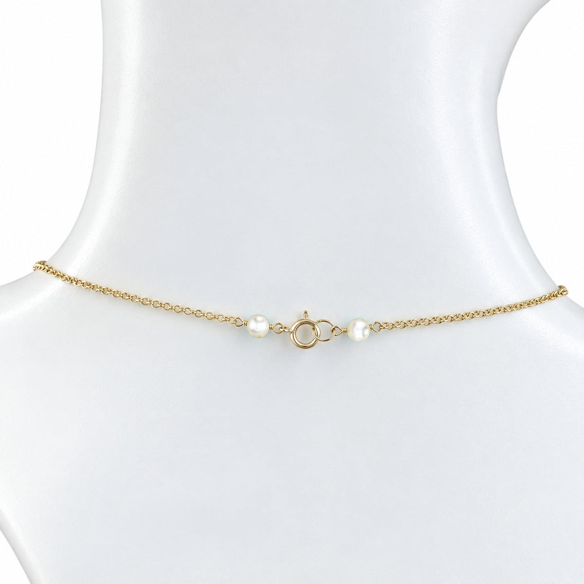 14k White Pearl 5 Flower Station Necklace