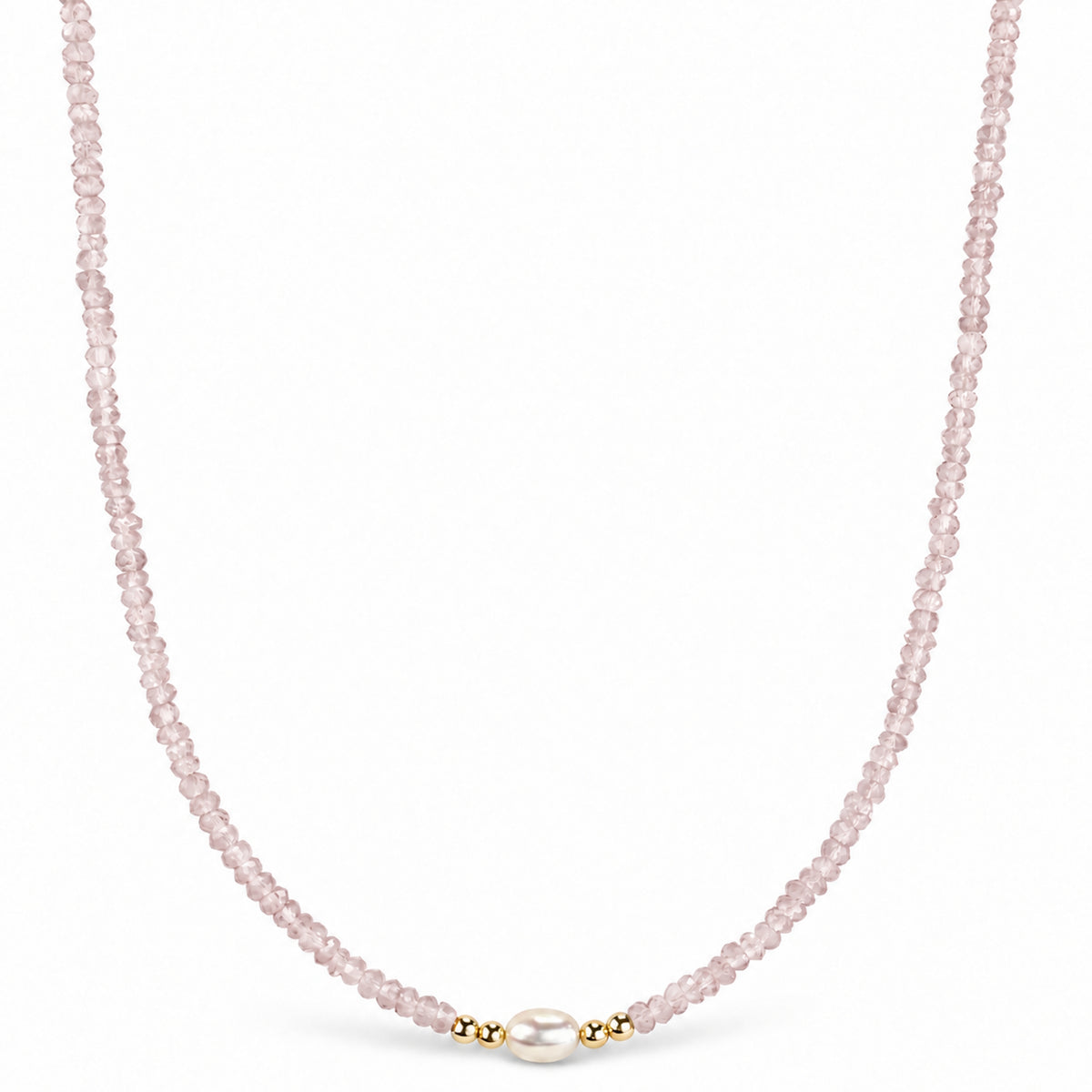14k Multi Gemstones White Pearl 4 Gold Ball Center Necklace
