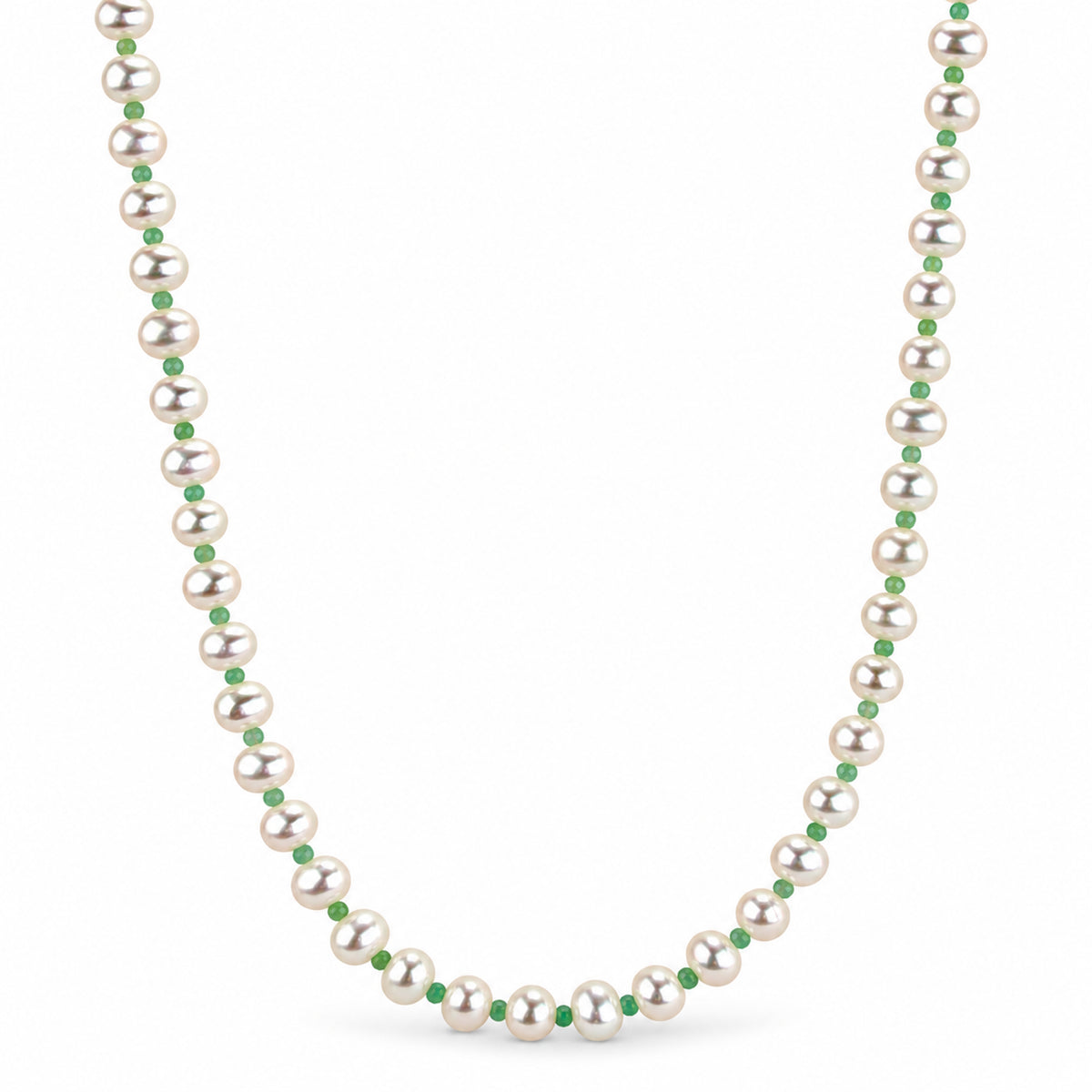 14k White Pearl Multi Gemstone 1x1 Necklace