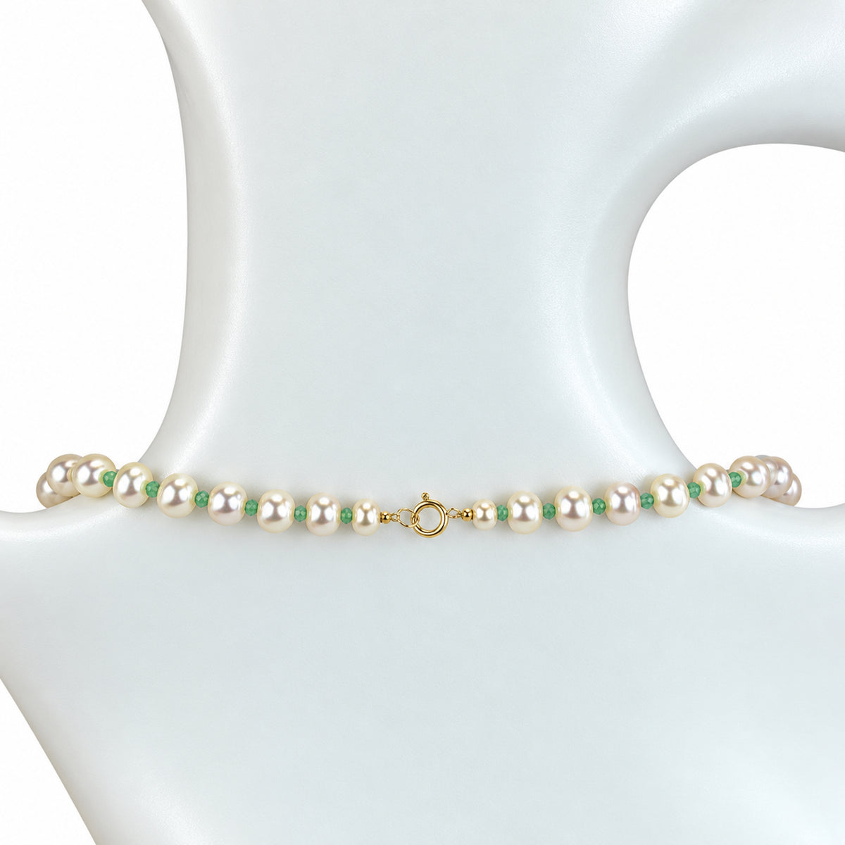 14k White Pearl Multi Gemstone 1x1 Necklace