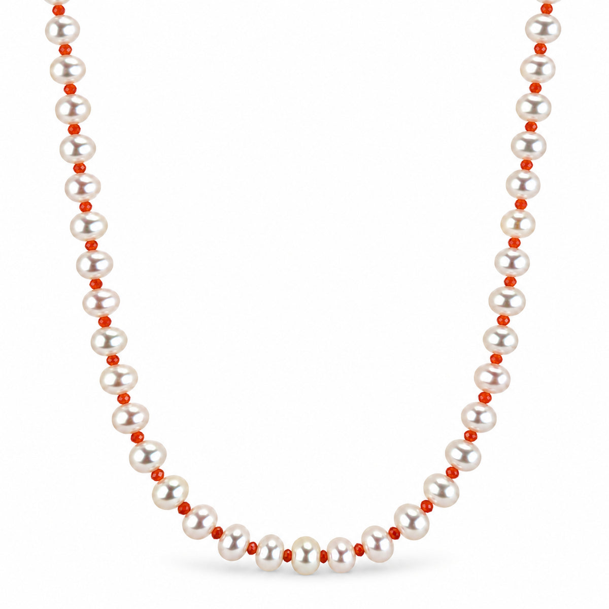 14k White Pearl Multi Gemstone 1x1 Necklace