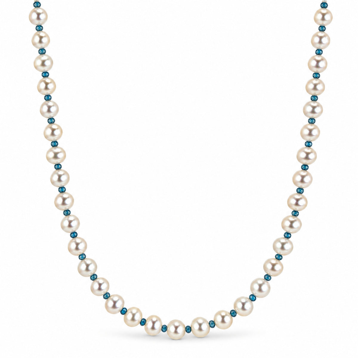 14k White Pearl Multi Gemstone 1x1 Necklace