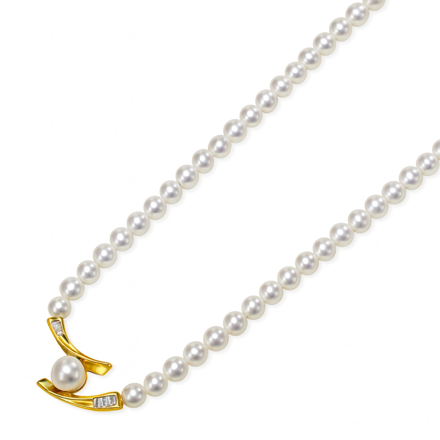 14k Freshwater Pearl Diamond Motif 0.08CT Necklace