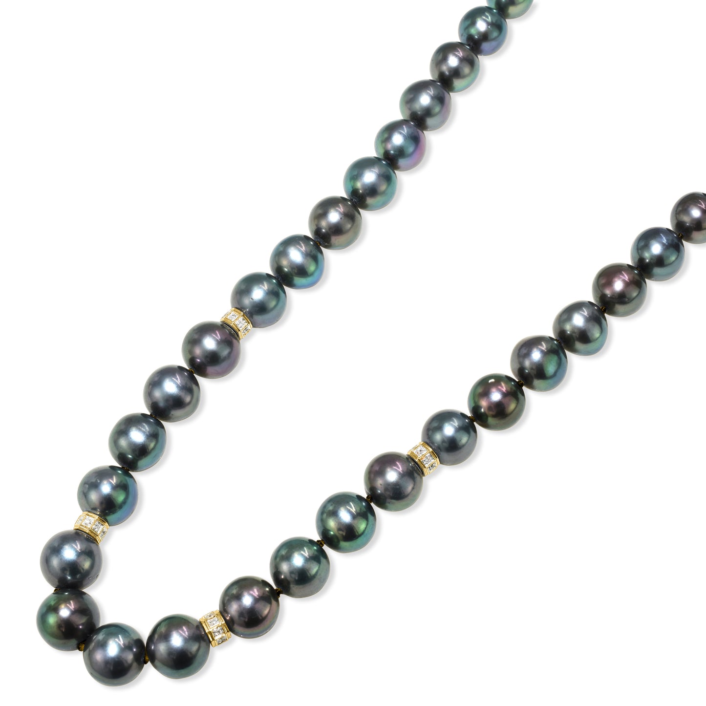 14k Black Freshwater Pearl Diamond Roundel Necklace