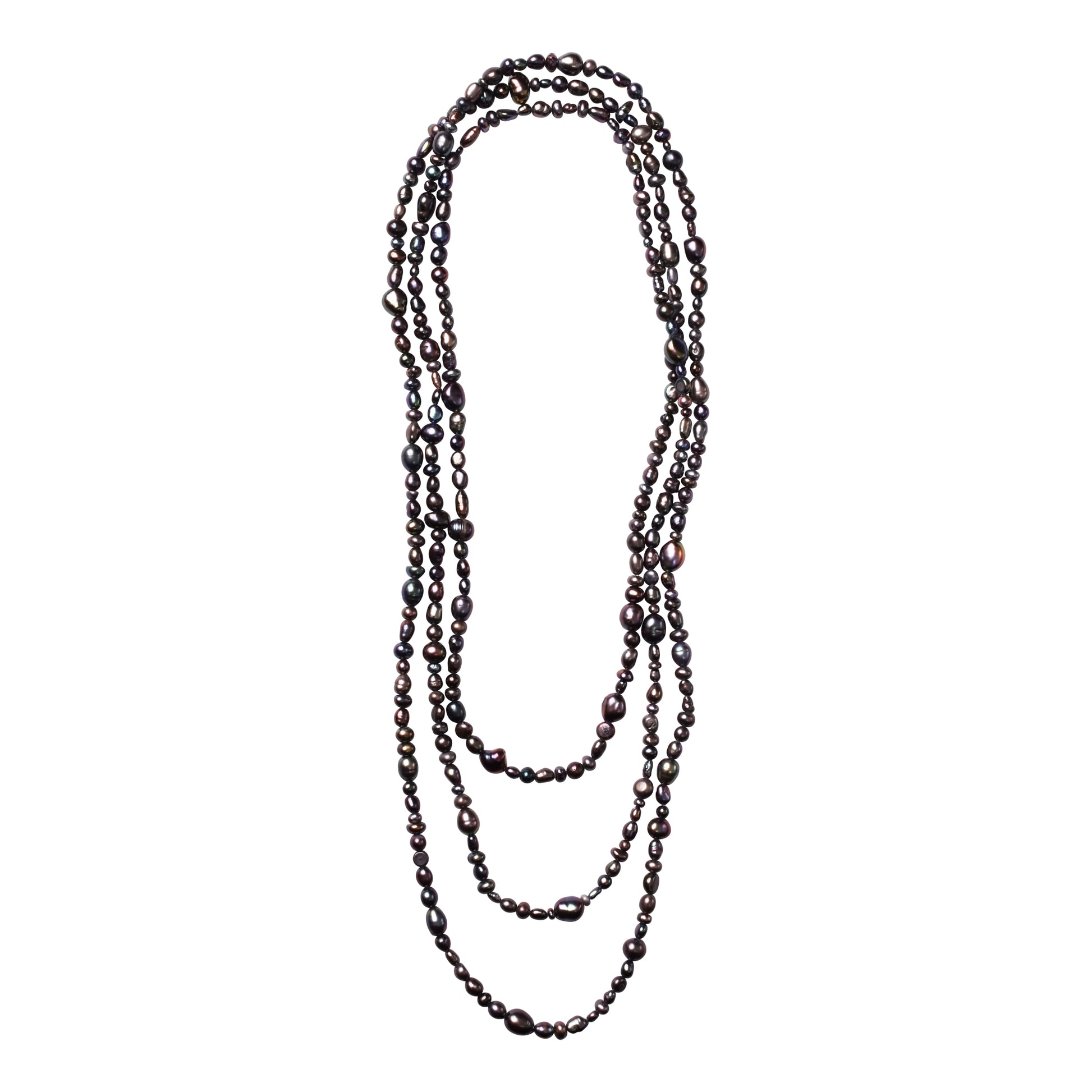 Misty Blue/Grey Freshwater Pearl Rope Necklace 72"