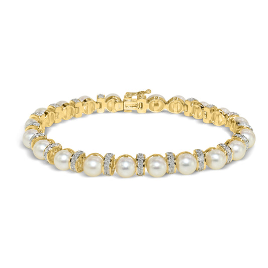 14k Pearl & Diamond Bracelet