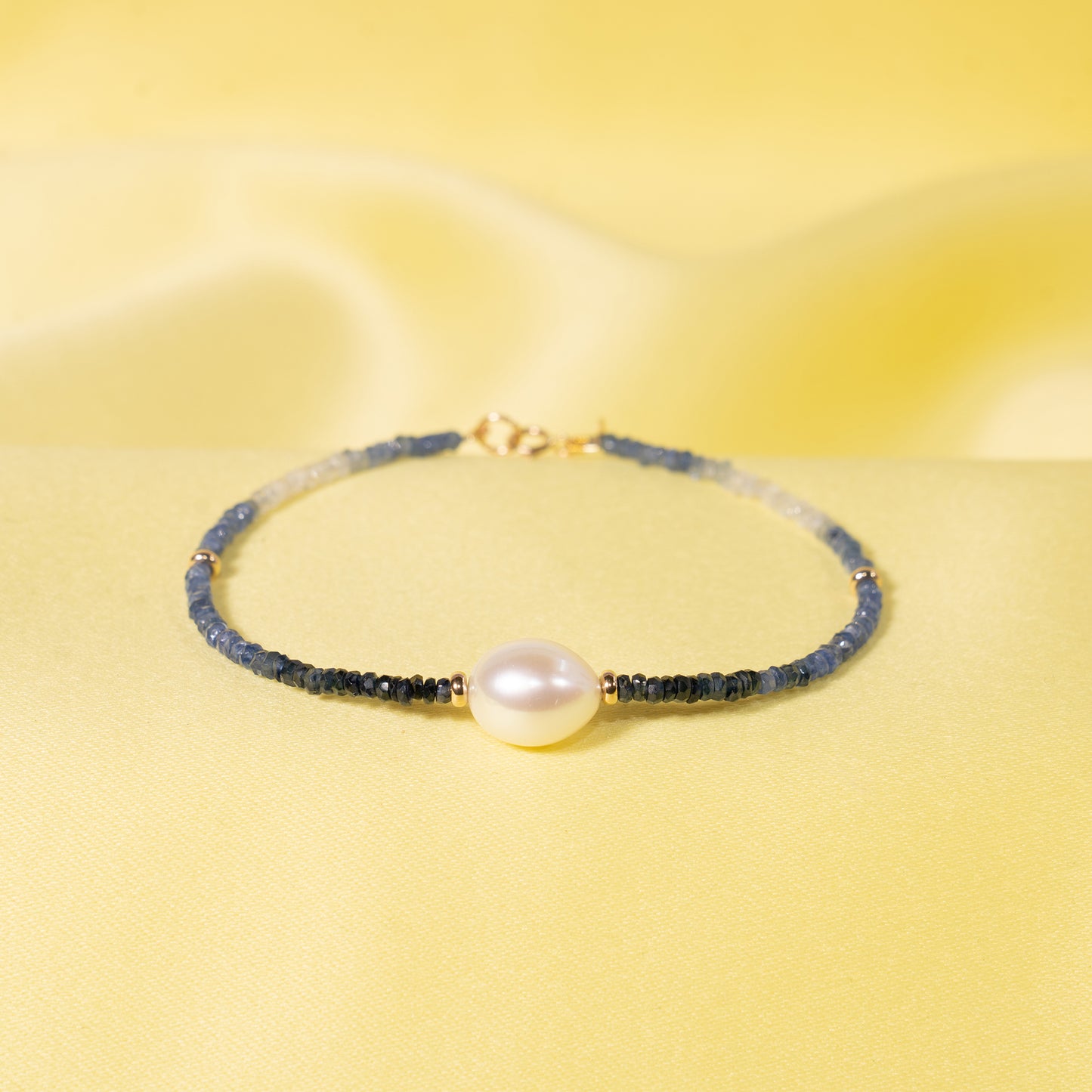 14k Shades of Gemstones, Gold Roundel and Freshwater Pearl Bracelet