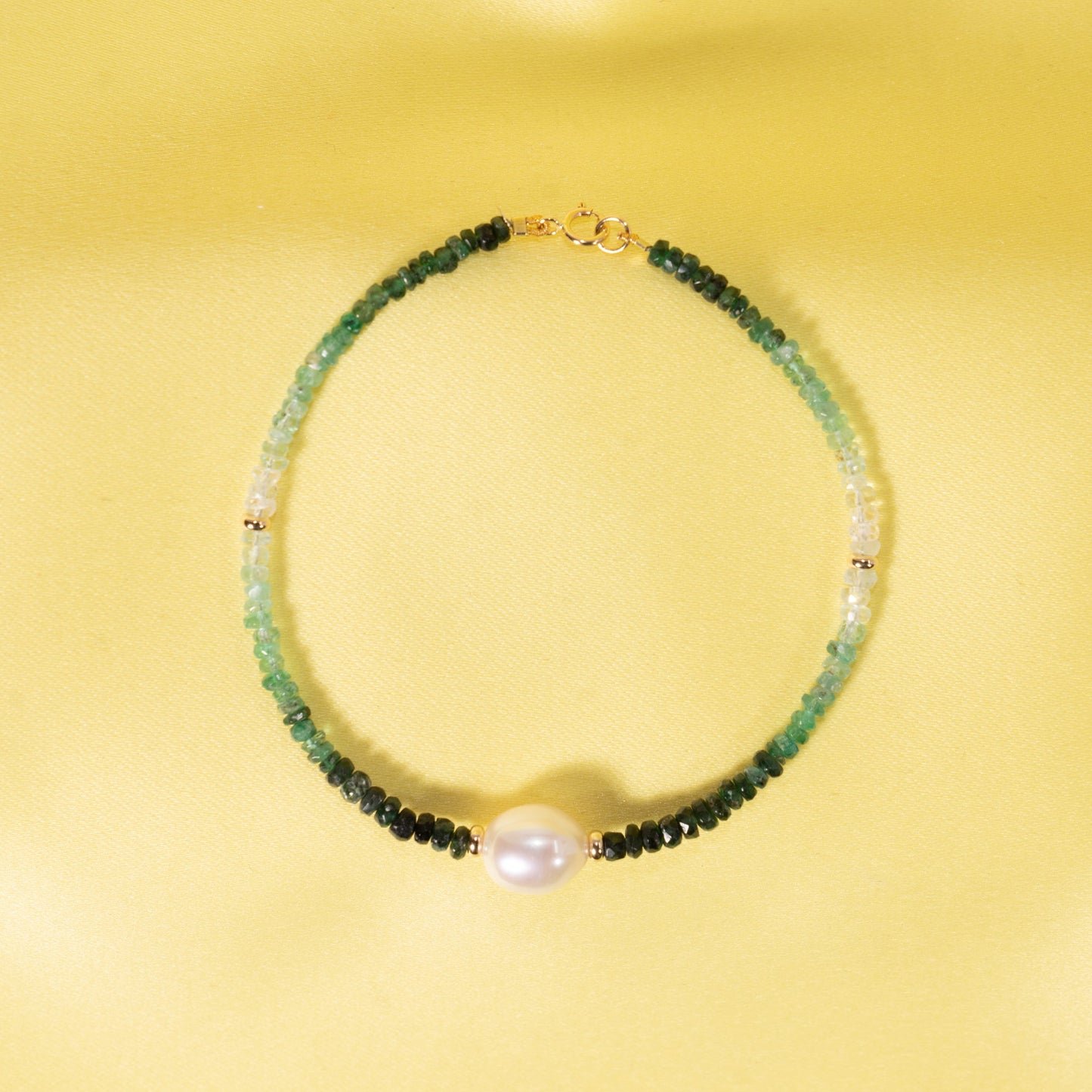 14k Shades of Emerald Pearl Bracelet