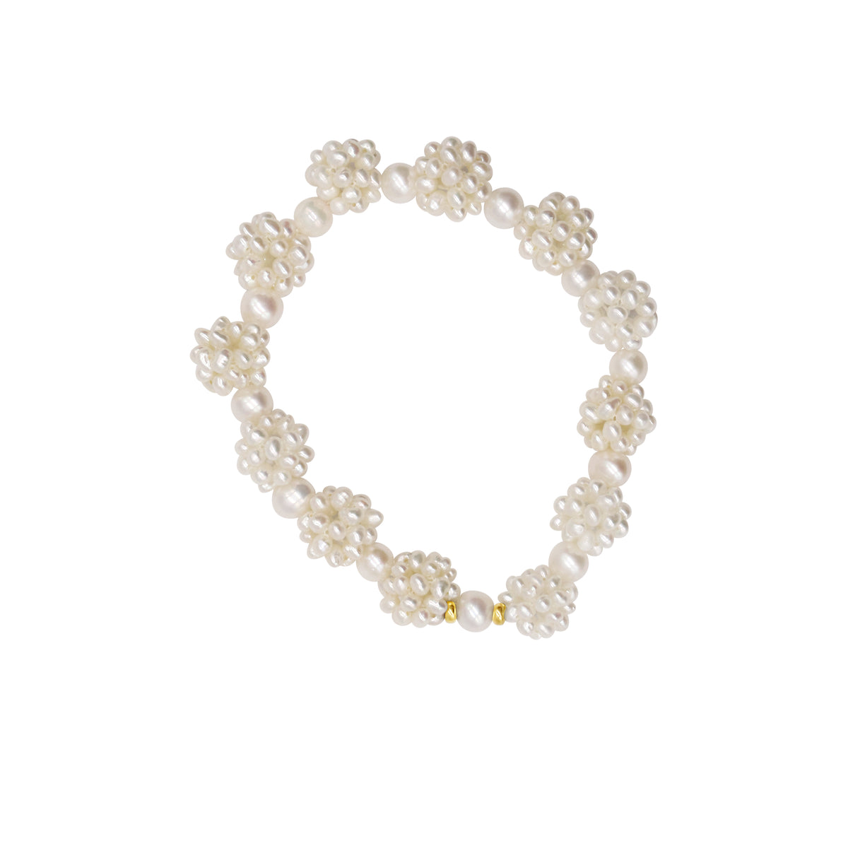 14k Pink Freshwater Pearl Popcorn Stretch Bracelet 7.5" White