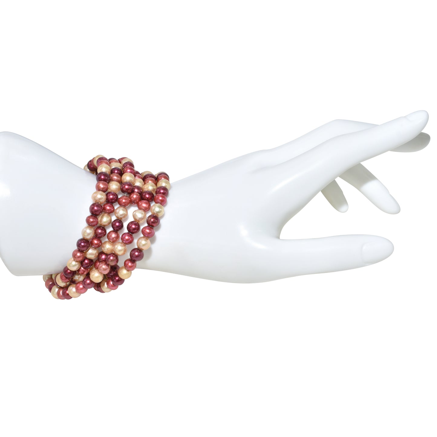Cranberry Fresh Water Pearl Five Row Coil Bracelet