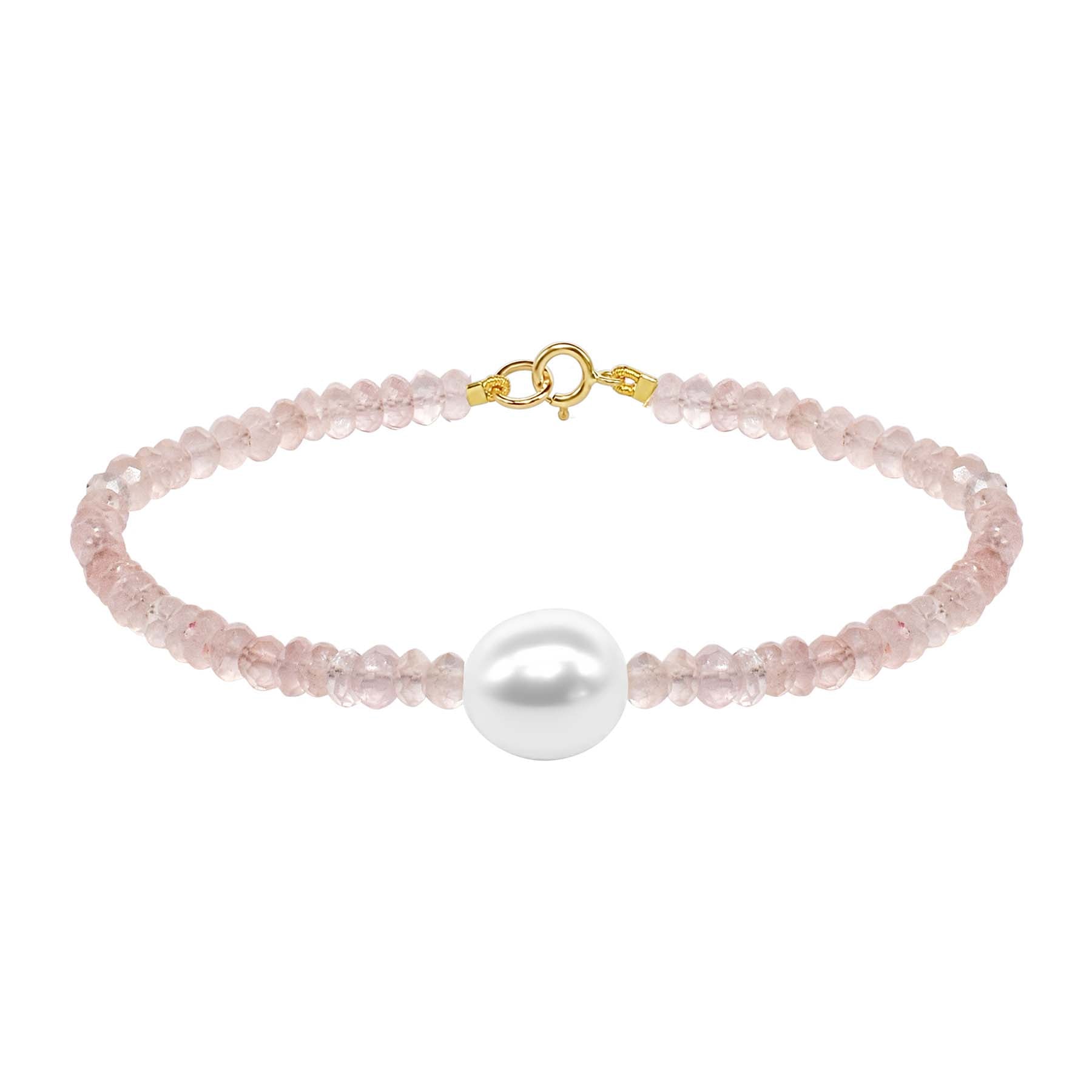 14k Gemstones with White Freshwater Pearl Bracelet
