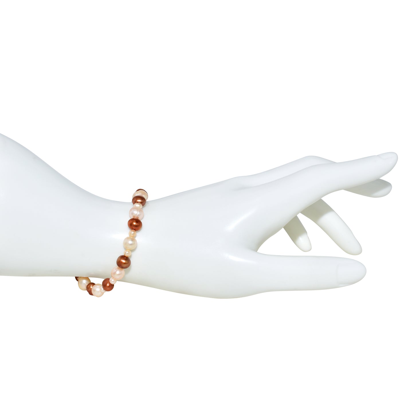 Multi Choco Pink Fresh Water Pearl Stretch Bracelet